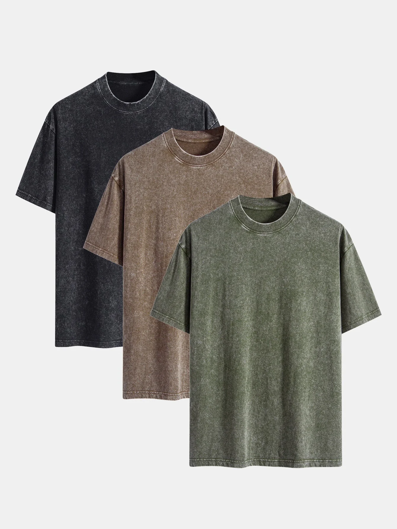 Adonai® | 3 Pieces Washed Distressed Drop Shoulder T-Shirt - Image 2