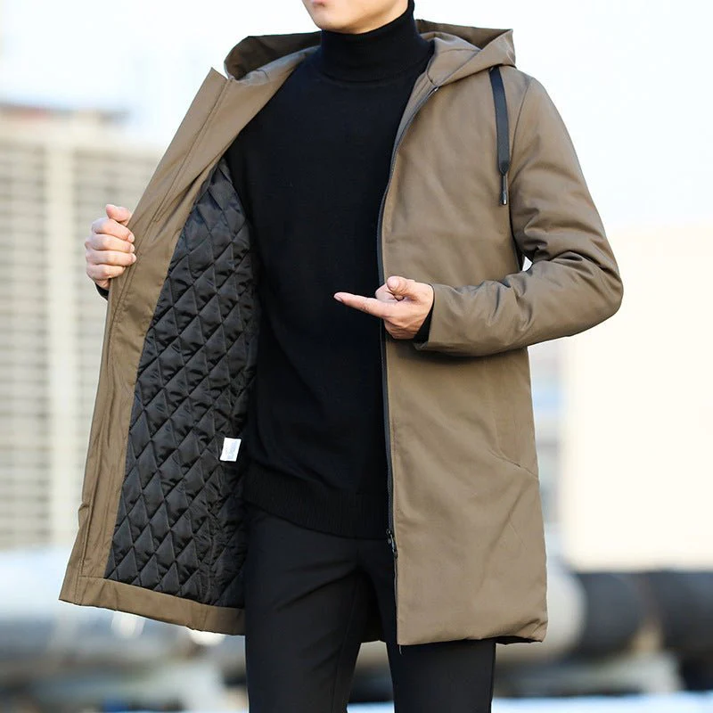 Adonai® | Men’s Hooded Quilted Coat With Zip Front - Image 3