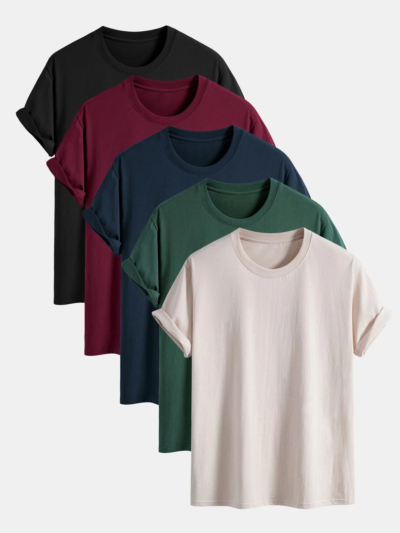 Adonia® | 5 Pieces Basic Regular Fit Cotton T-Shirts - Image 2