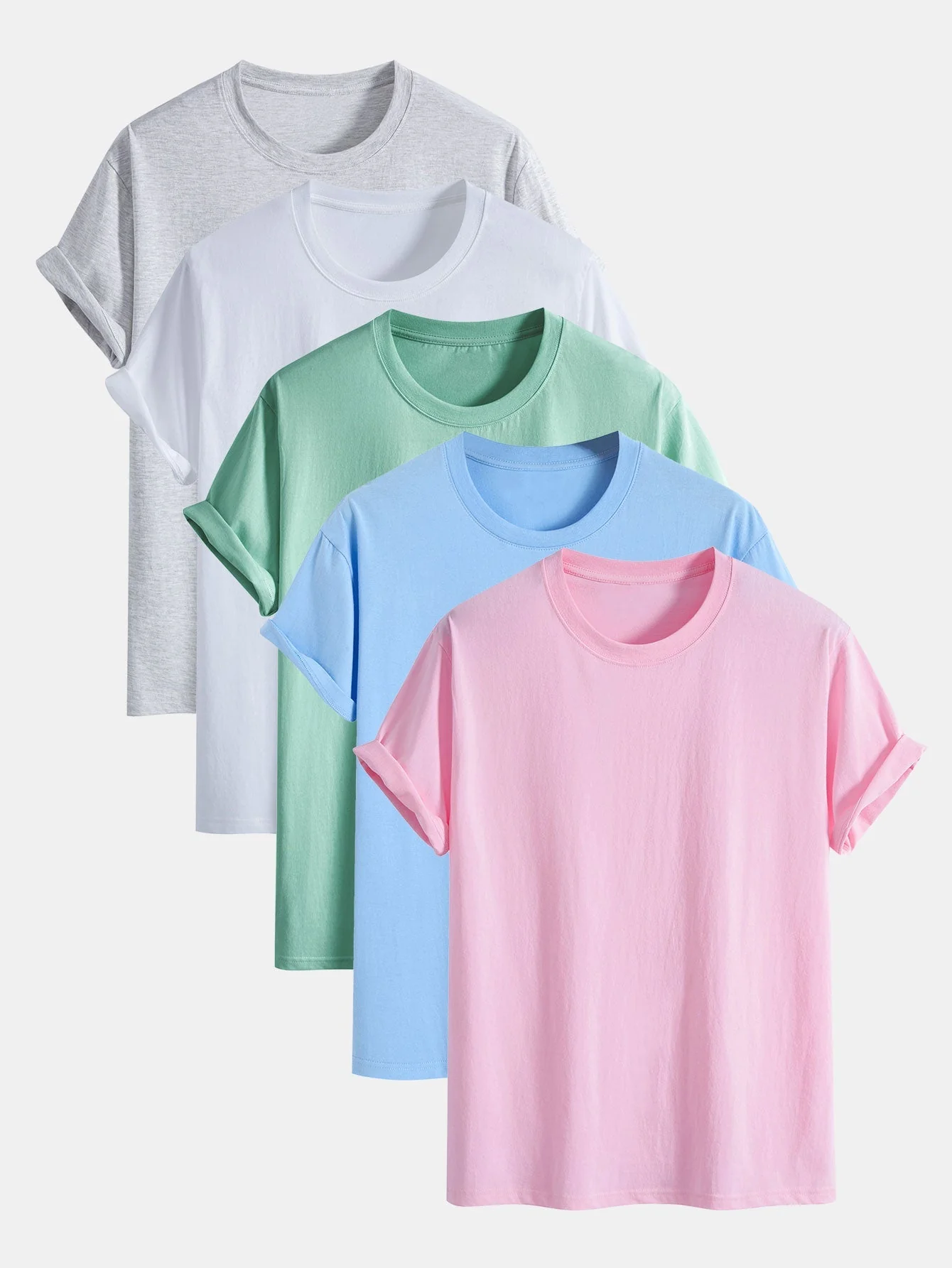 Adonia® | 5 Pieces Basic Regular Fit Cotton T-Shirts - Image 3