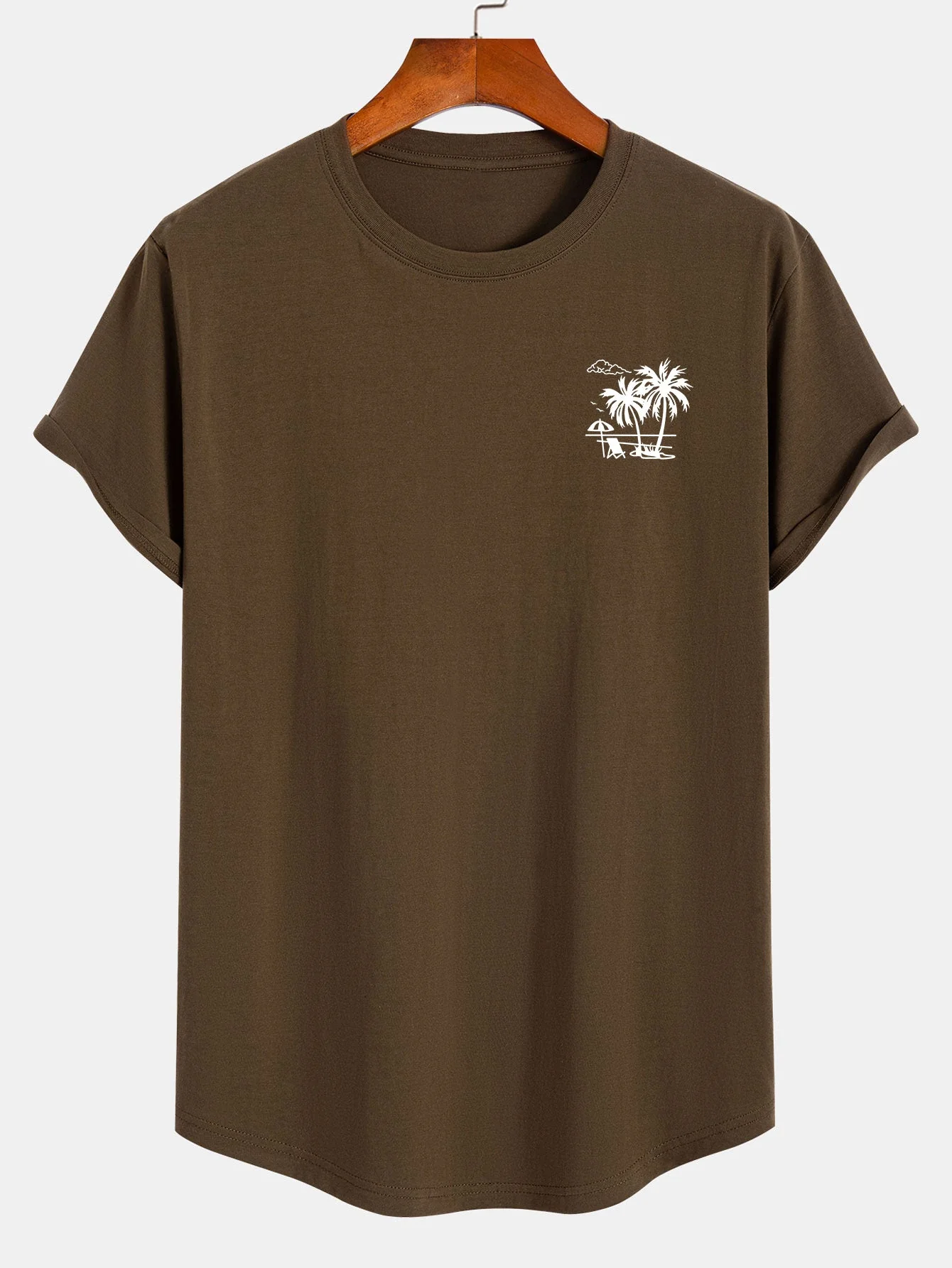 Adrian® | Vacation Palm Tree Print Cotton Arc Hem T-Shirt - Image 2