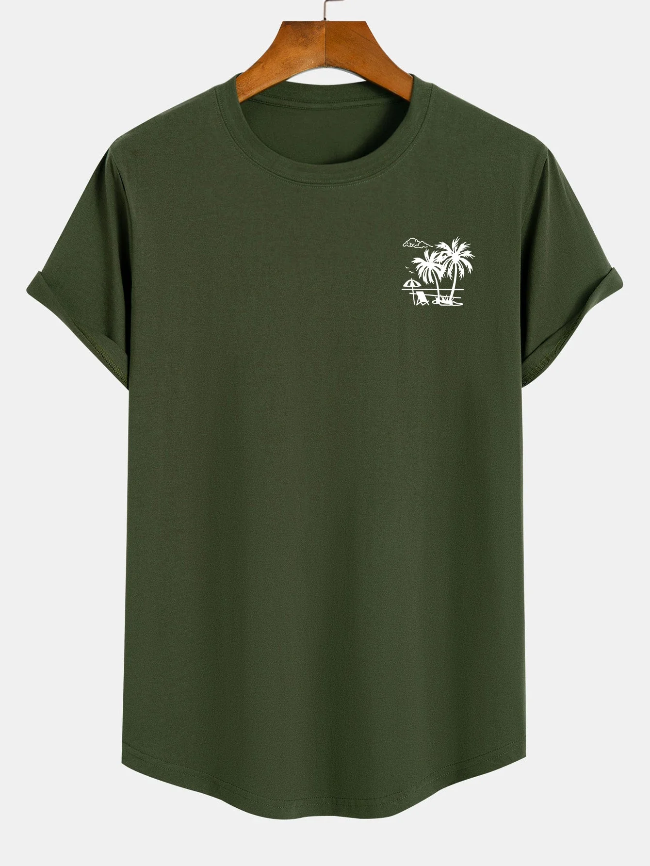 Adrian® | Vacation Palm Tree Print Cotton Arc Hem T-Shirt - Image 3