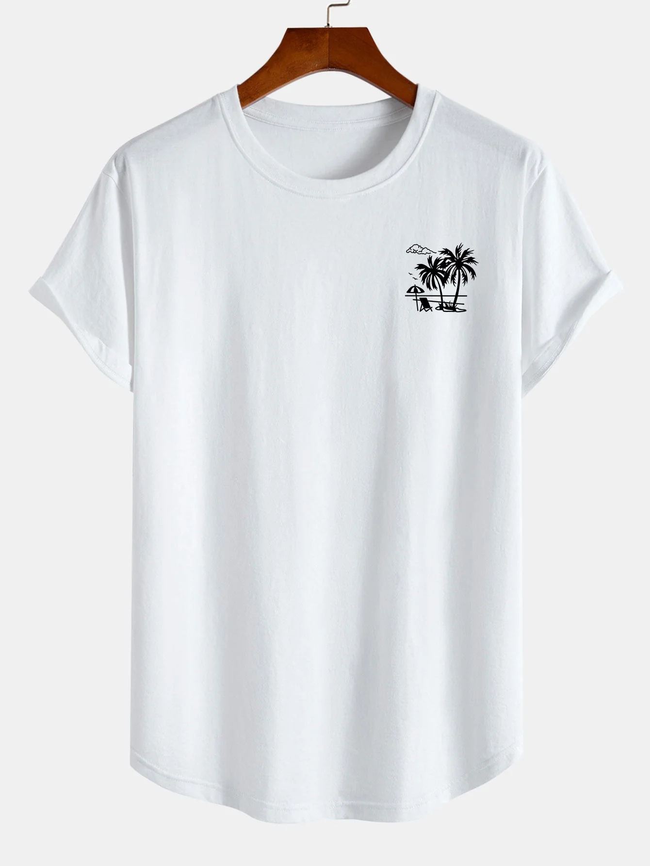 Adrian® | Vacation Palm Tree Print Cotton Arc Hem T-Shirt - Image 4