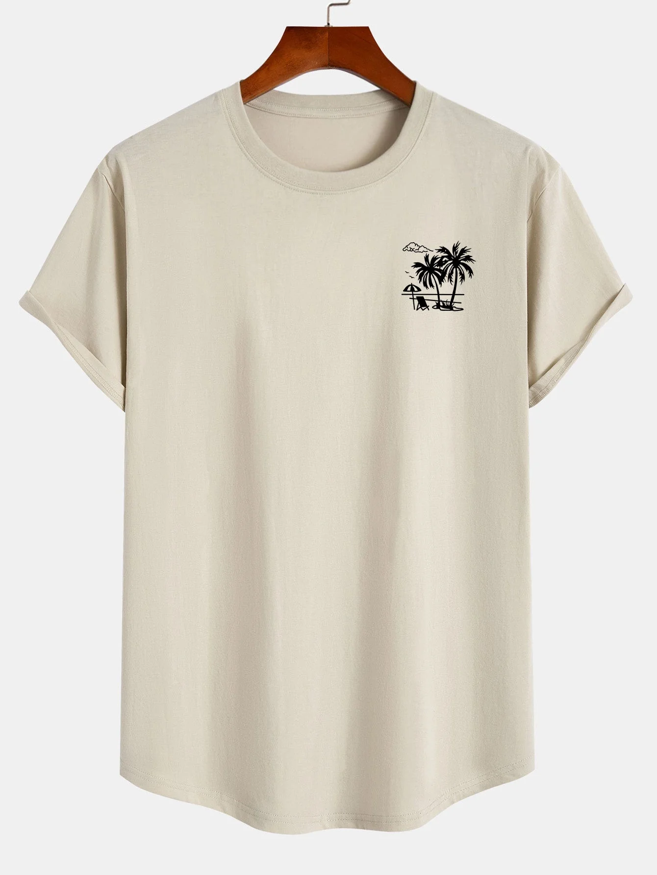 Adrian® | Vacation Palm Tree Print Cotton Arc Hem T-Shirt - Image 5