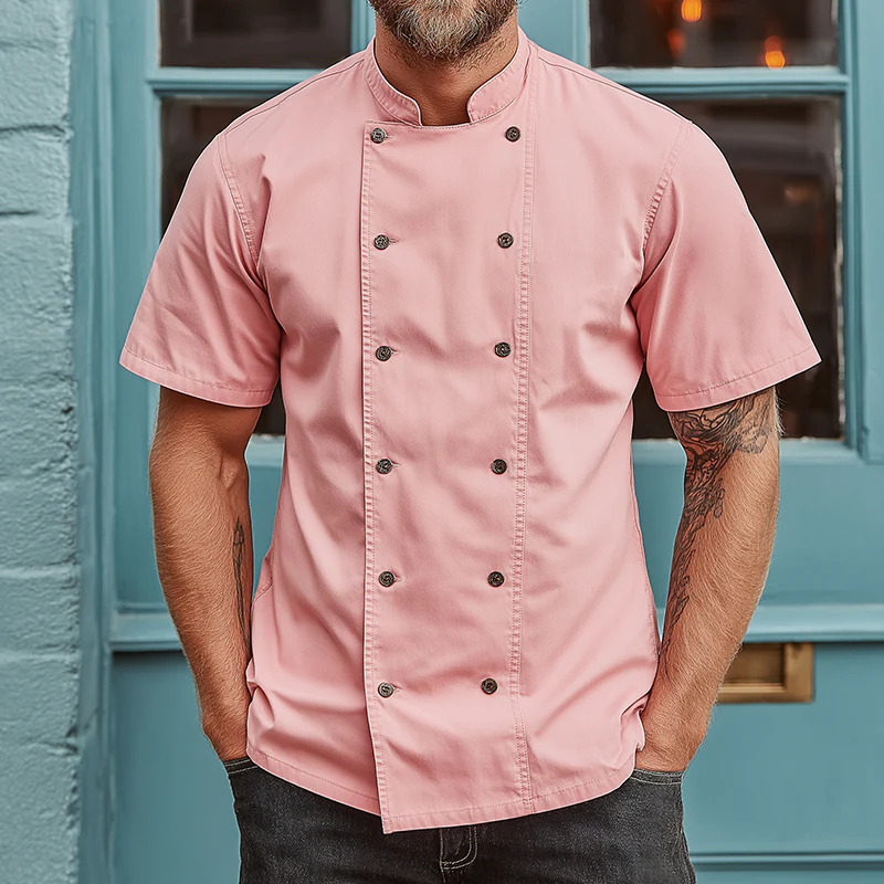 Adrian | Men'S Retro Casual Cotton Washed Stand Collar Short Sleeve Shirt - Image 2