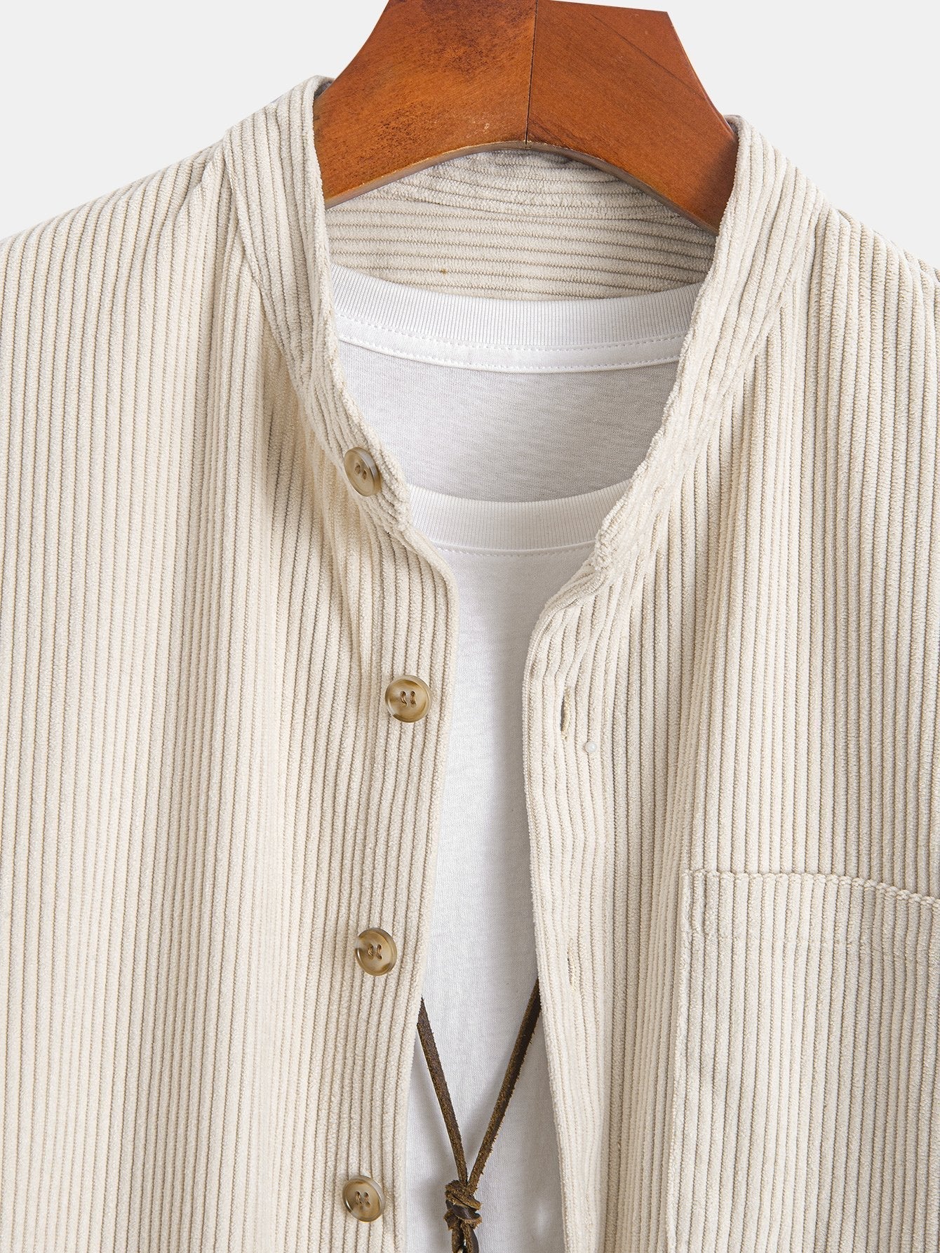 Adriano® | Corduroy Stand Collar Shirt - Image 11