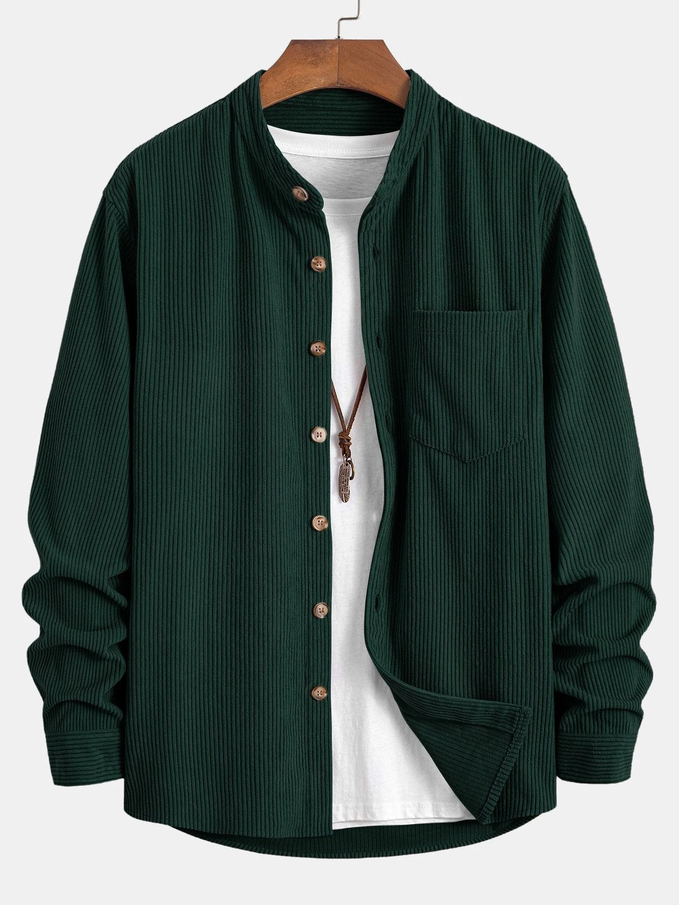 Adriano® | Corduroy Stand Collar Shirt - Image 3