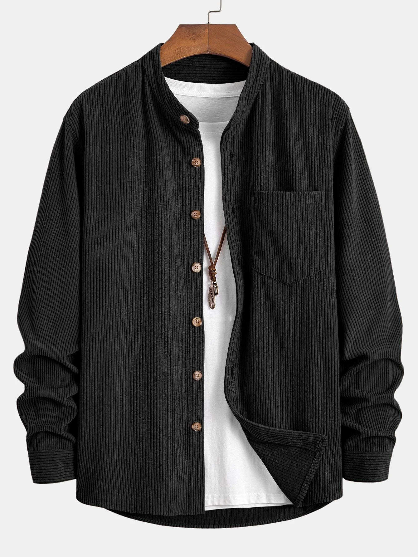Adriano® | Corduroy Stand Collar Shirt - Image 7