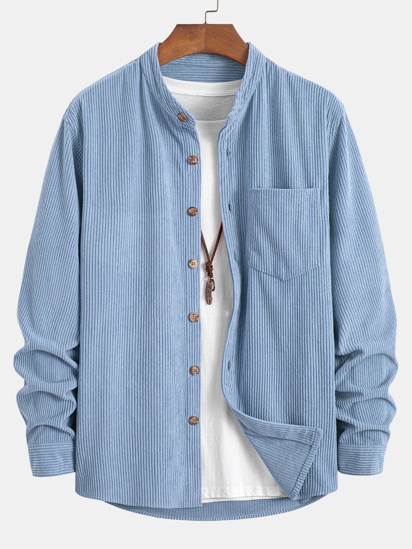 Adriano® | Corduroy Stand Collar Shirt - Image 9