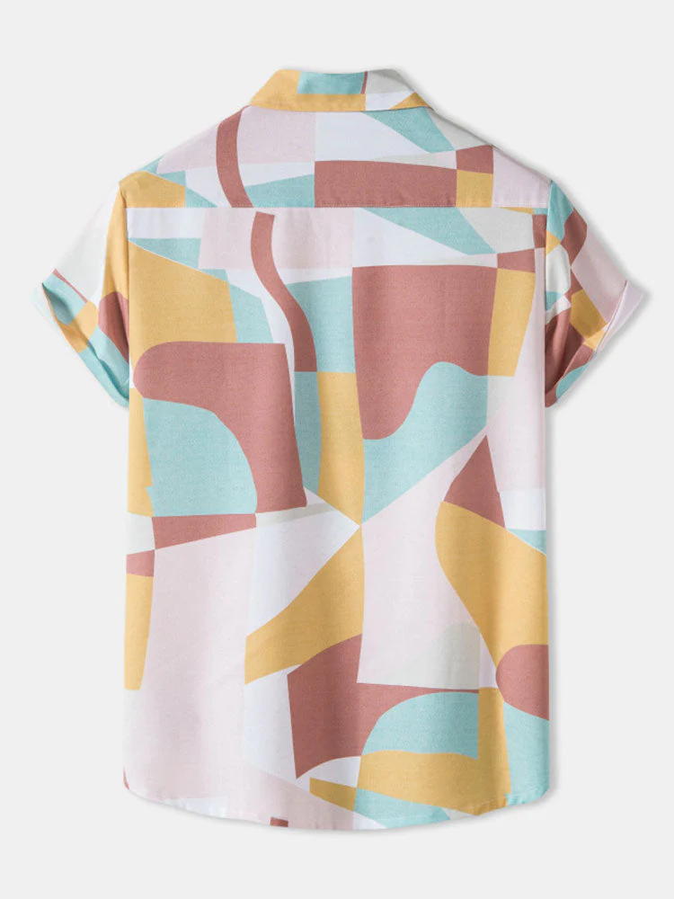 Aedan® | Abstract Color Block Print Shirt - Image 2