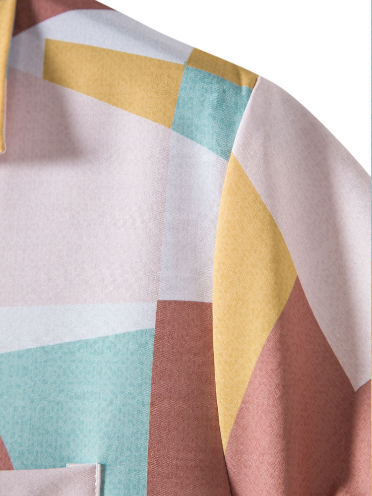 Aedan® | Abstract Color Block Print Shirt - Image 3
