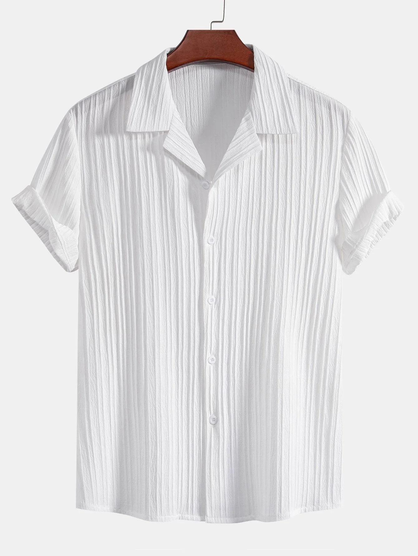 Aedan® | Striped Jacquard Cuban Collar Shirt & Straight Leg Pants - Image 3