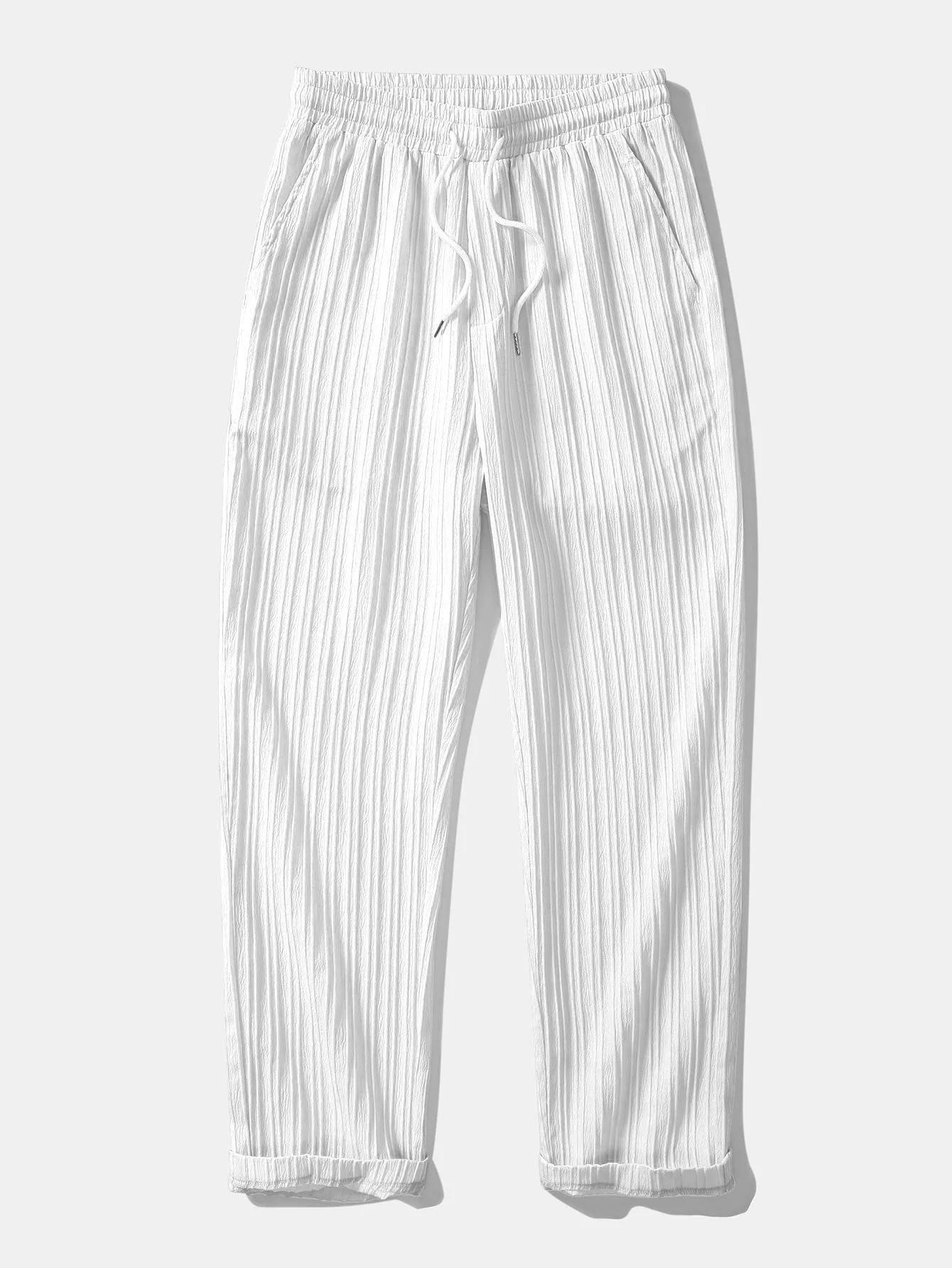 Aedan® | Striped Jacquard Cuban Collar Shirt & Straight Leg Pants - Image 5
