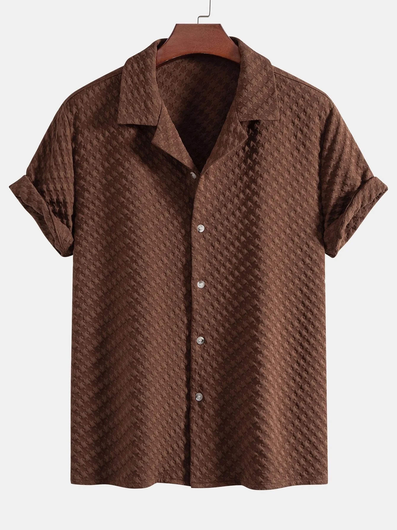 Aethelred® | Houndstooth Jacquard Cuban Shirt & Straight Leg Linen Pants - Image 8