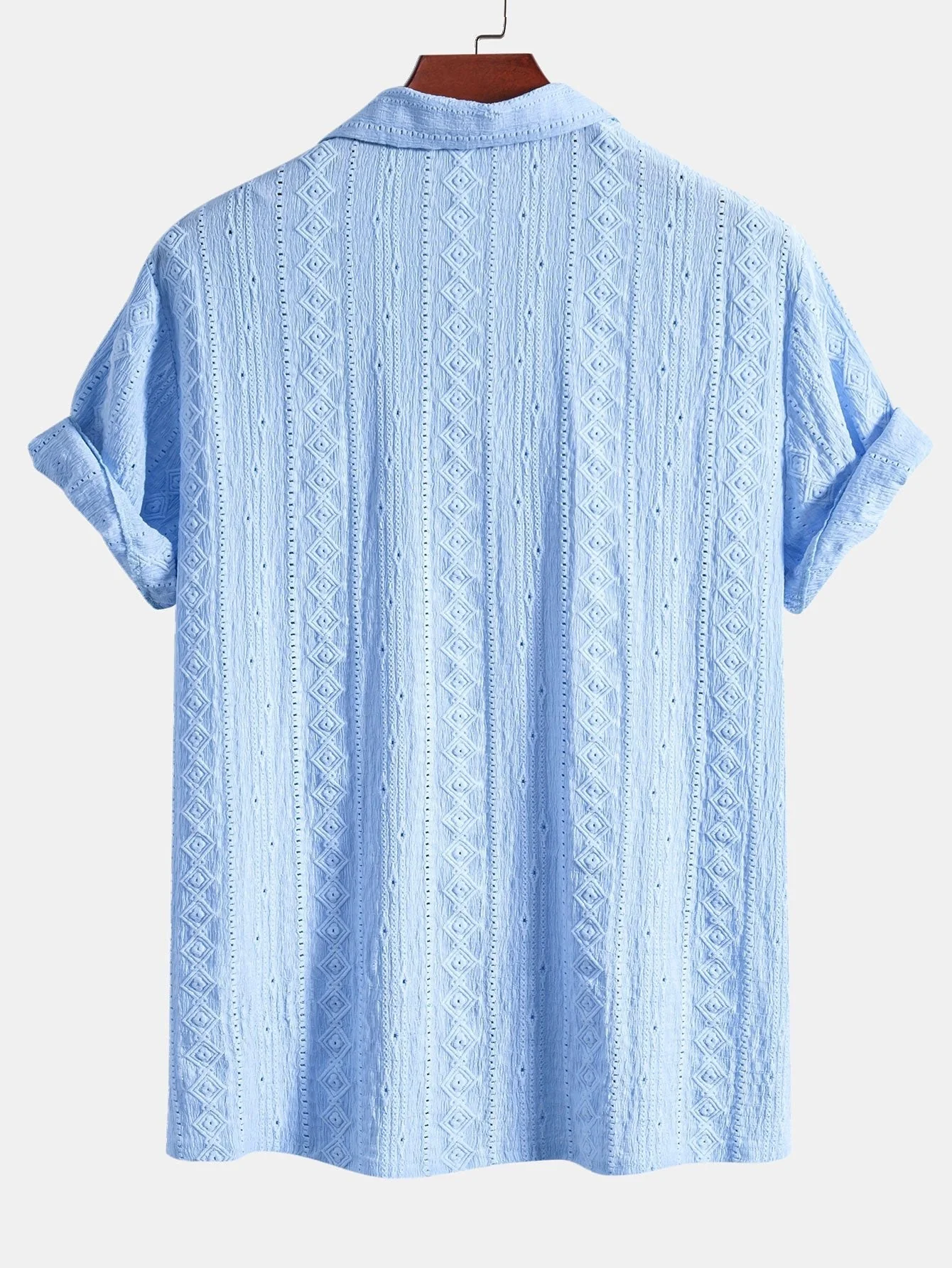 Afan® | Geometric Jacquard Textured Cuban Shirt & Straight Leg Linen Pants - Image 8