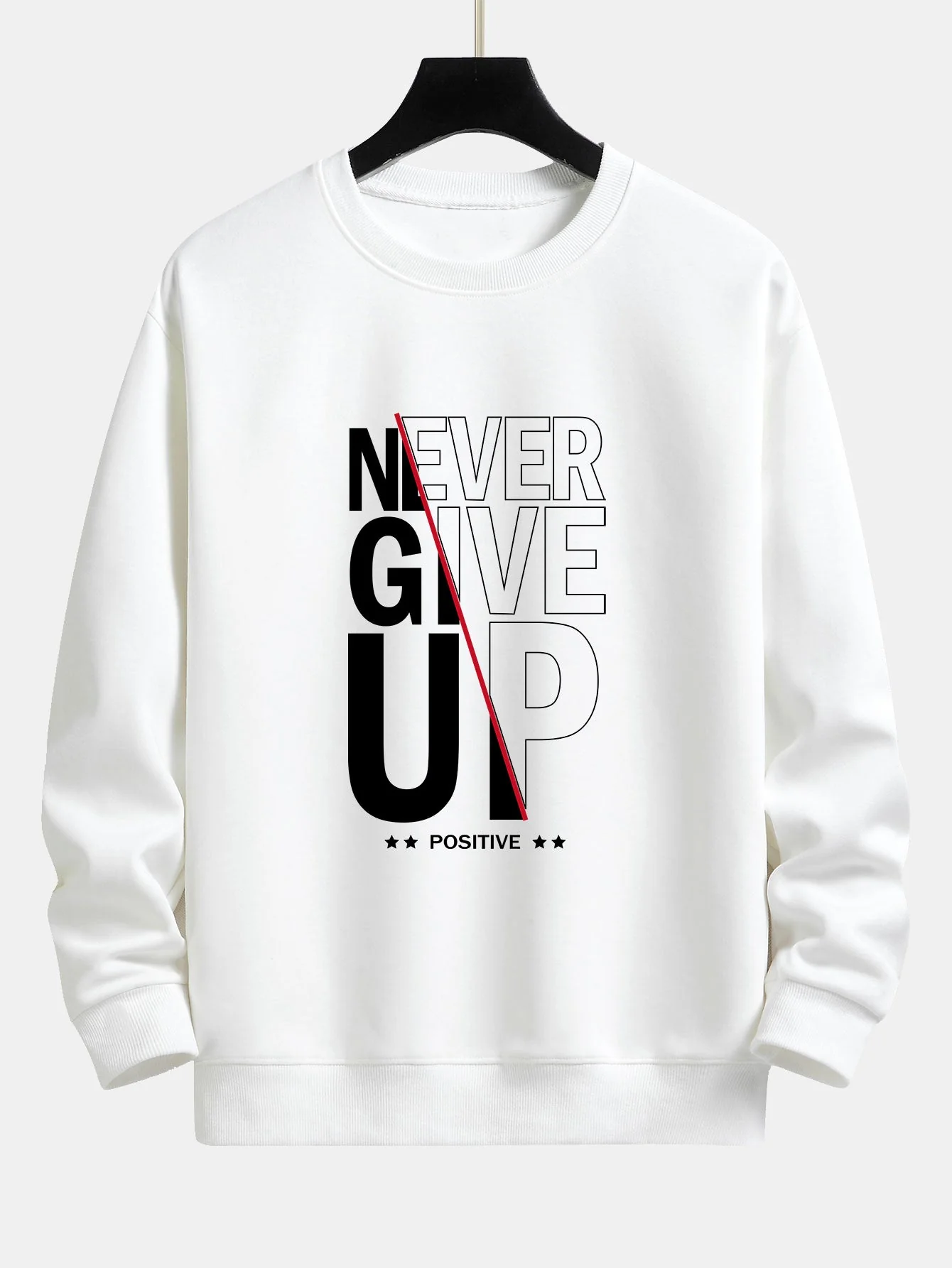 Afram® | Never Give Up Print Relax Fit Sweatshirt & Basic Jogging Pants - Image 3