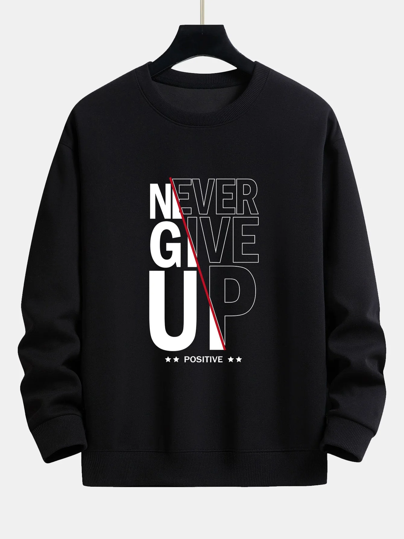 Afram® | Never Give Up Print Relax Fit Sweatshirt & Basic Jogging Pants - Image 4