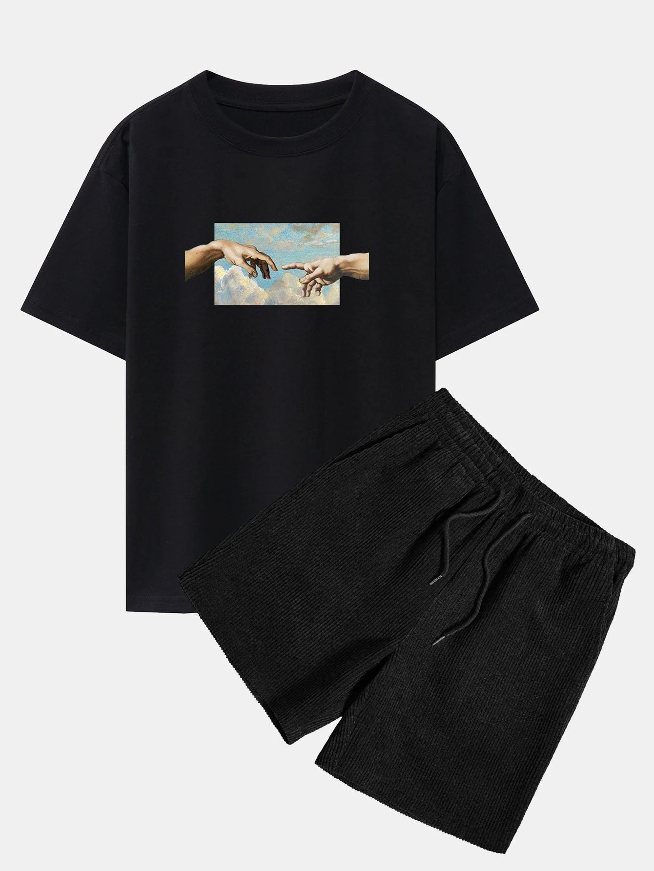 Agostino® | Create Adam Print Heavy Weight Oversize T-Shirt & Corduroy Shorts - Image 3