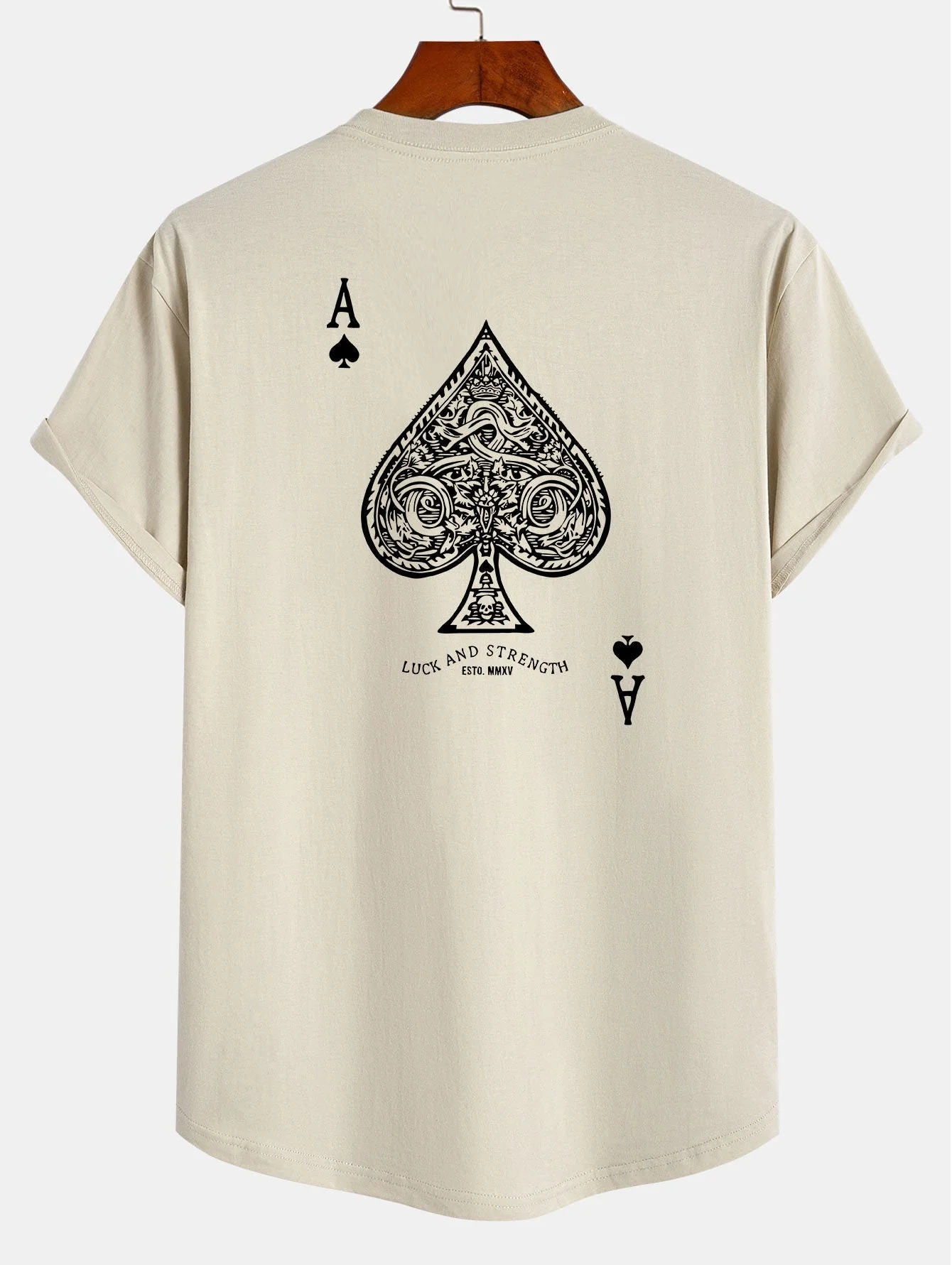 Agustin® | Ace Of Spades Print Cotton Arc Hem T-Shirt - Image 10