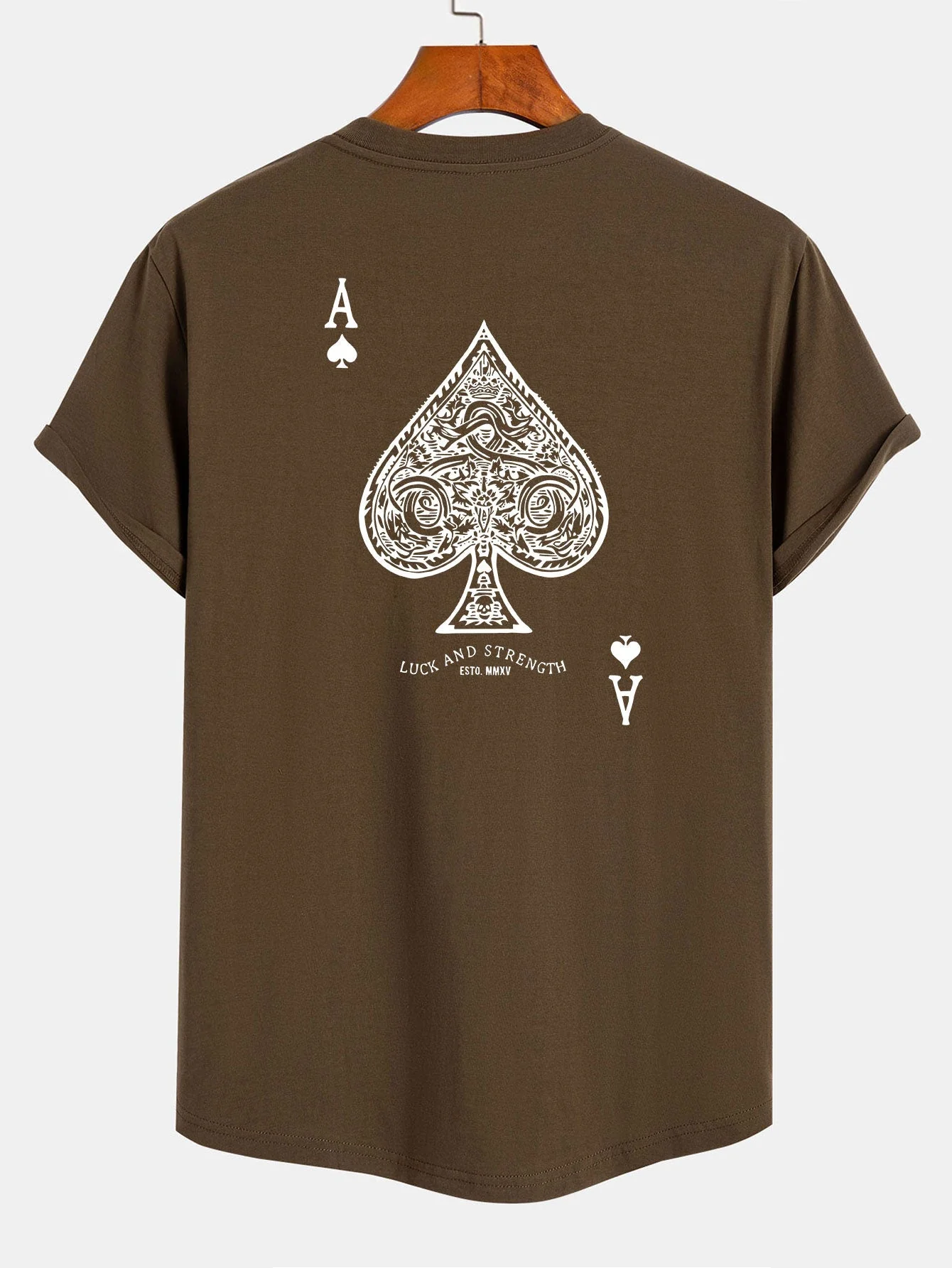 Agustin® | Ace Of Spades Print Cotton Arc Hem T-Shirt - Image 5