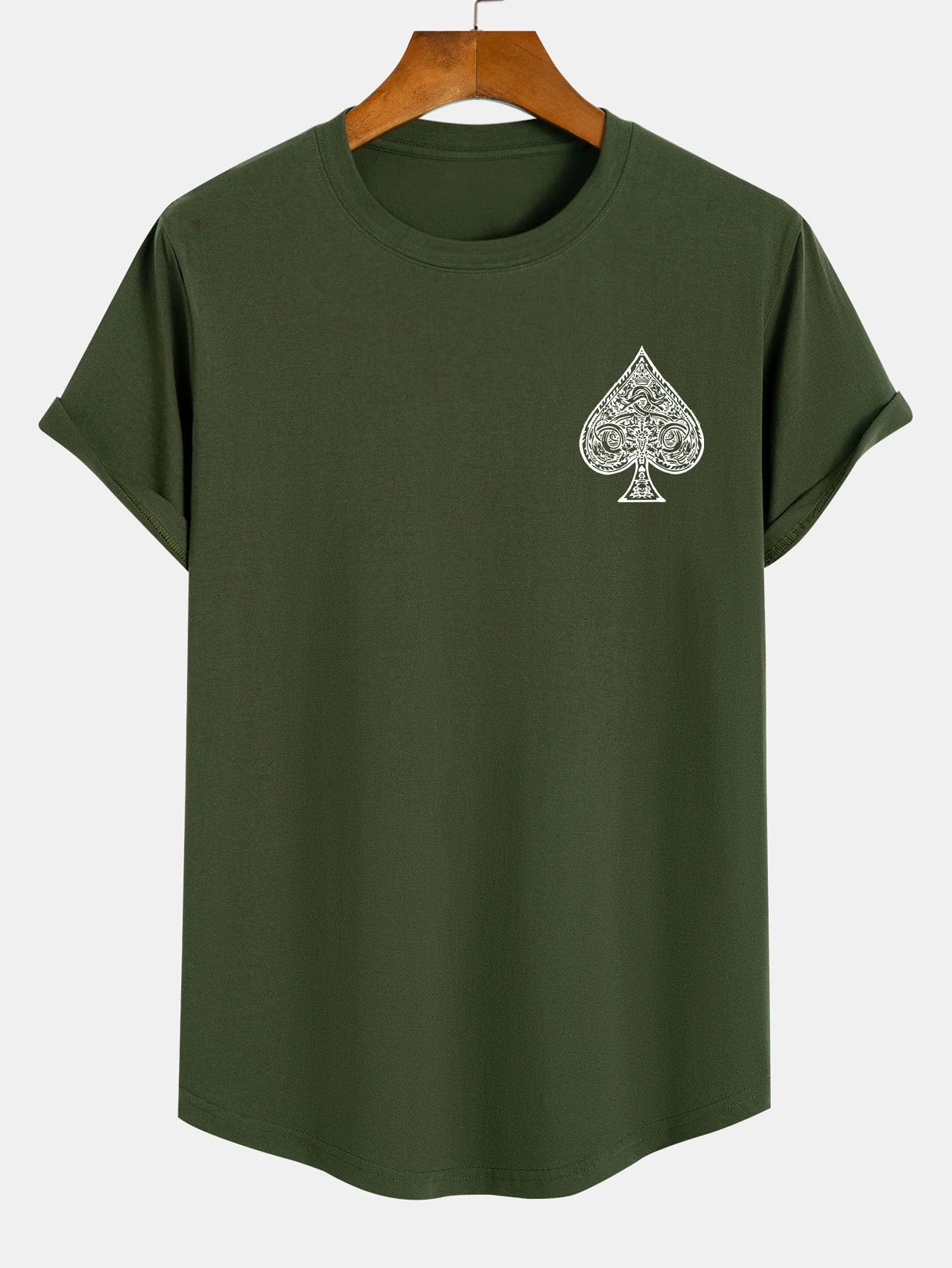 Agustin® | Ace Of Spades Print Cotton Arc Hem T-Shirt - Image 7