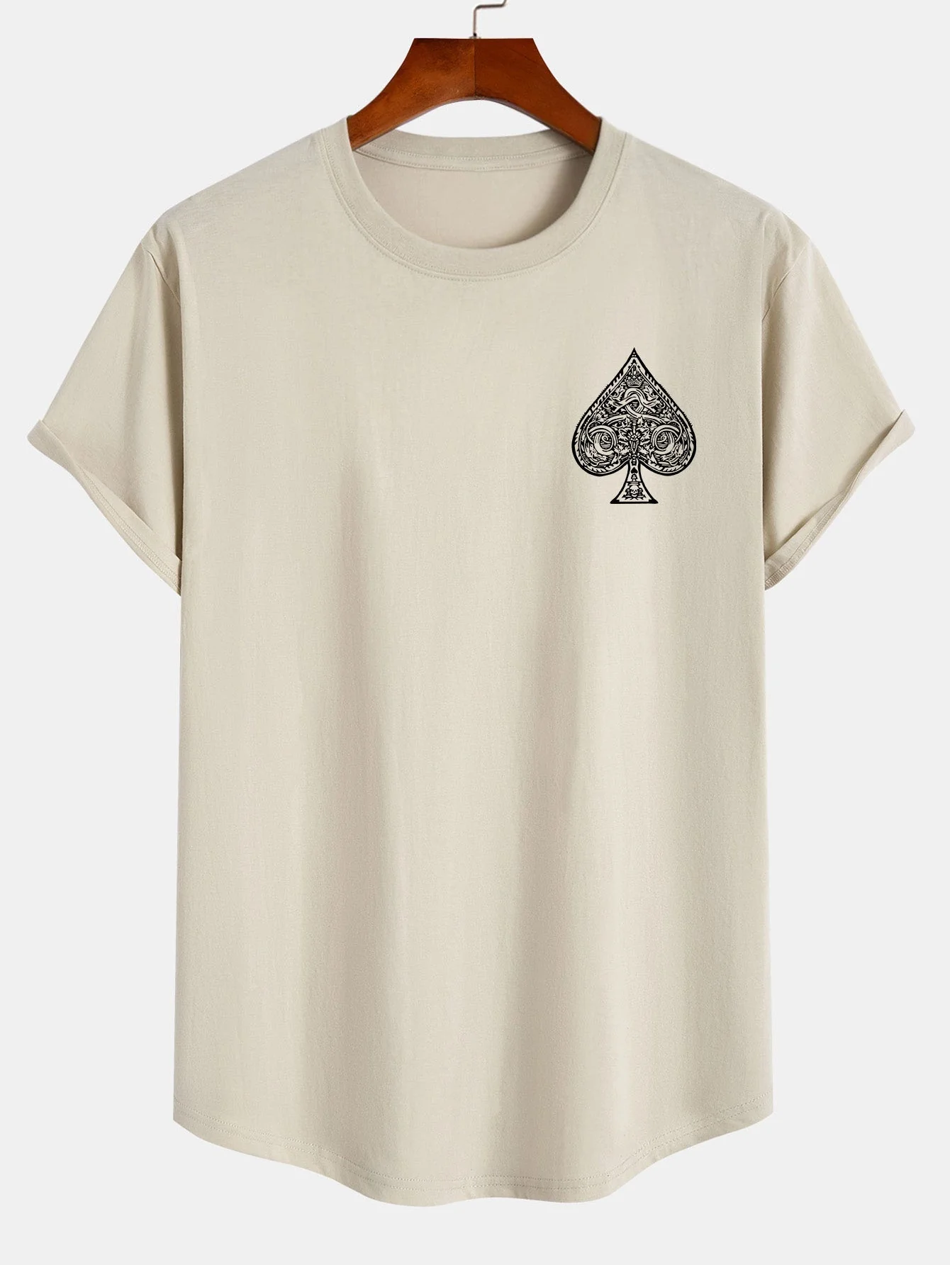 Agustin® | Ace Of Spades Print Cotton Arc Hem T-Shirt - Image 9