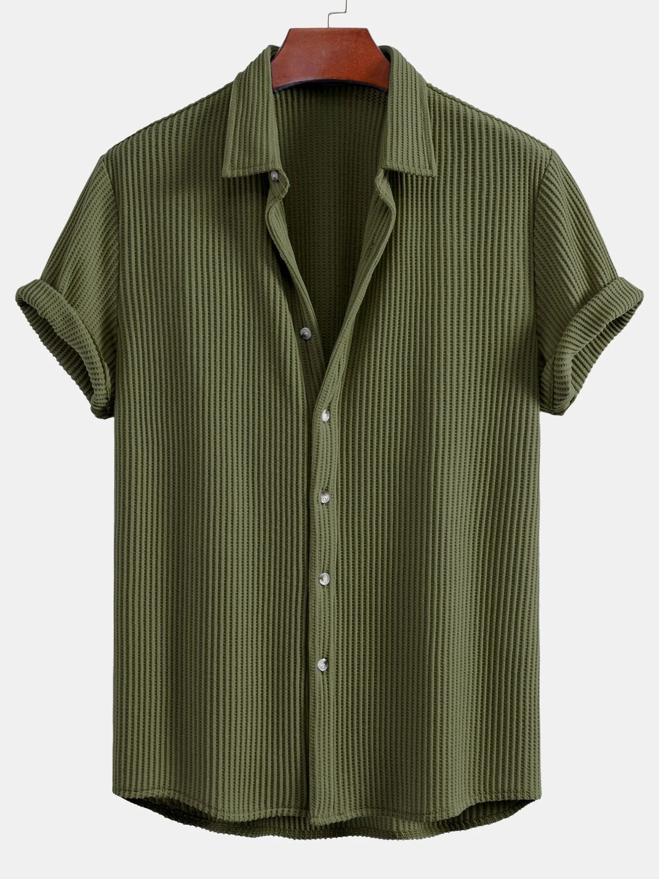 Ahimelech® | Waffle Button Up Shirt & Drawstring Waffle Shorts - Image 11