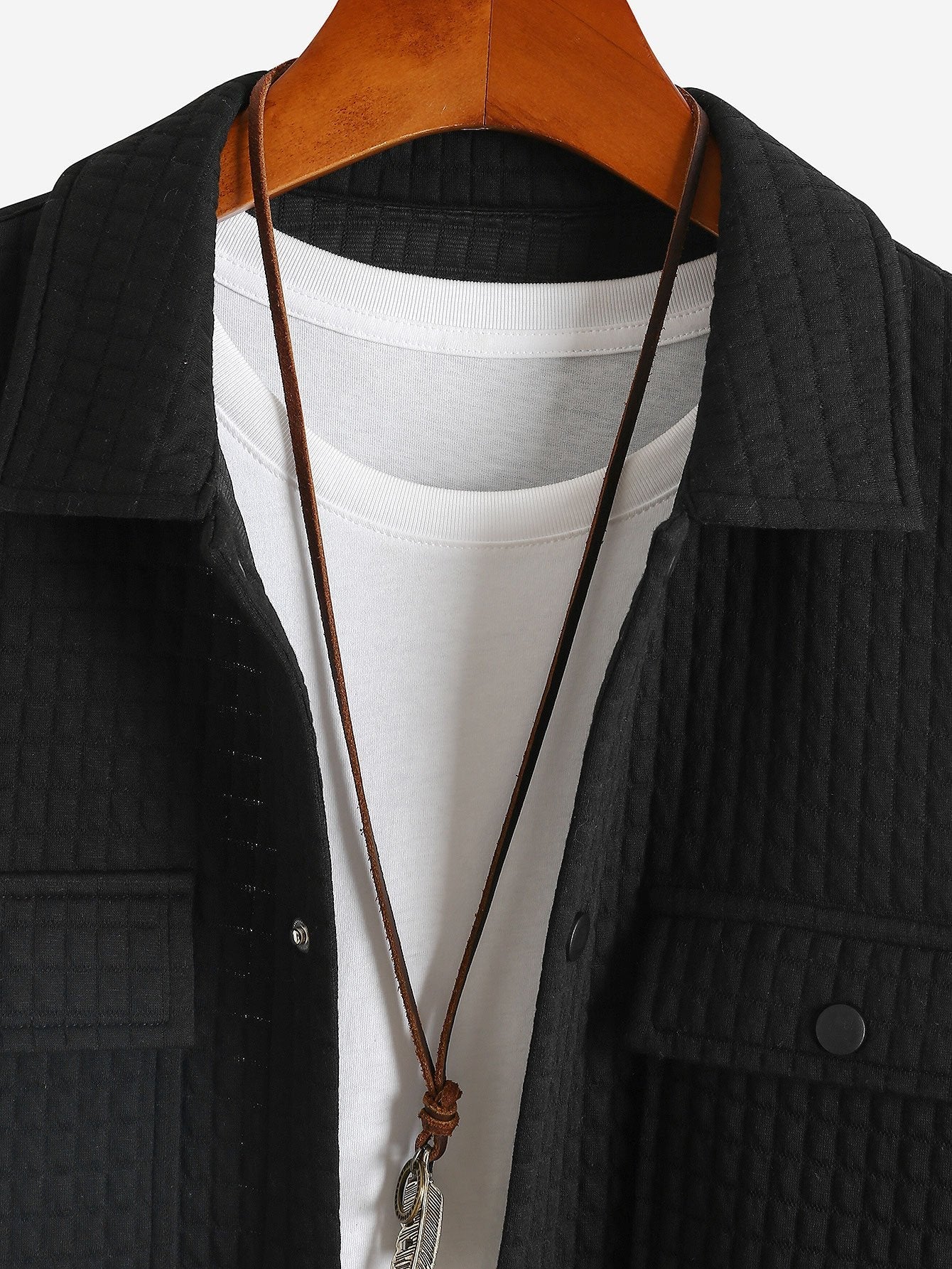 Ahmik® | Quilted Waffle Jacquard Overshirt - Image 3