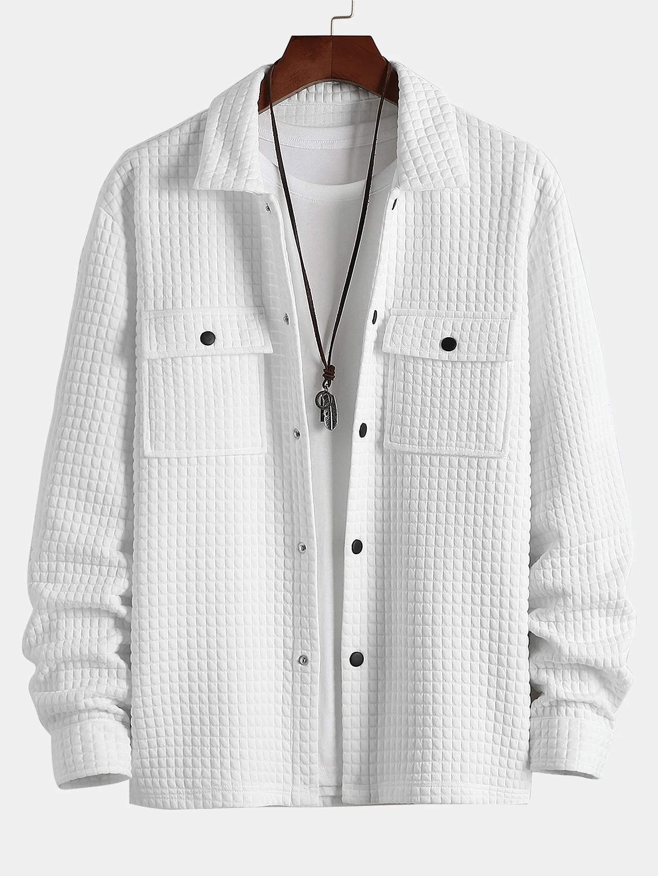 Ahmik® | Quilted Waffle Jacquard Overshirt - Image 4