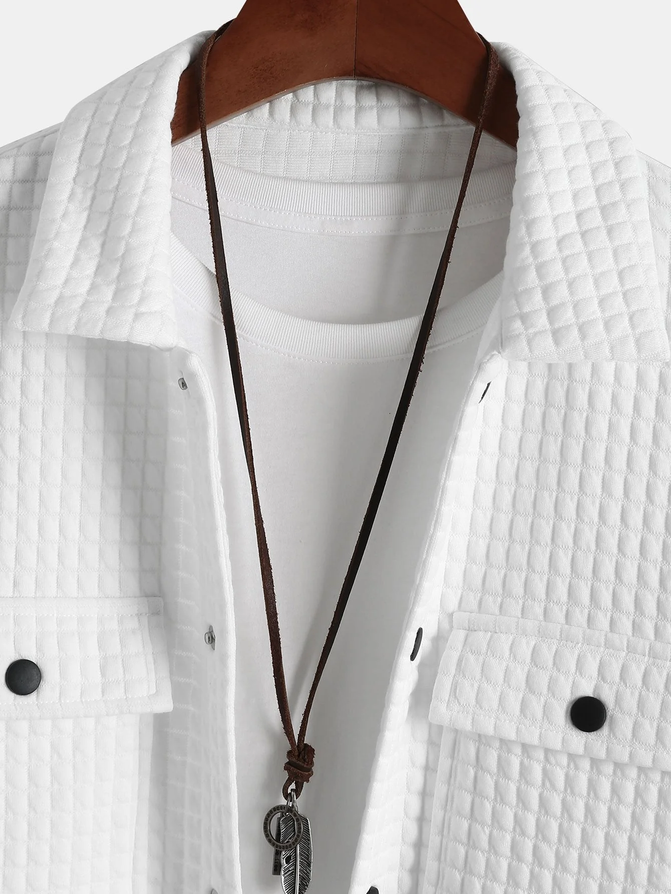 Ahmik® | Quilted Waffle Jacquard Overshirt - Image 6