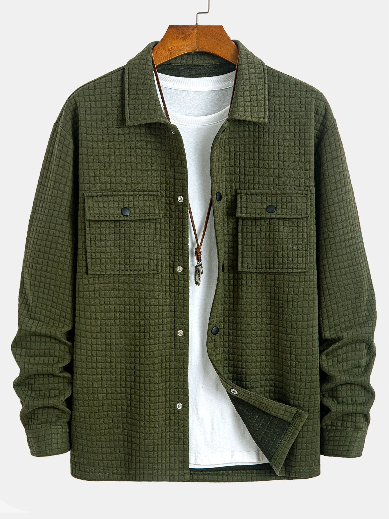 Ahmik® | Quilted Waffle Jacquard Overshirt - Image 7