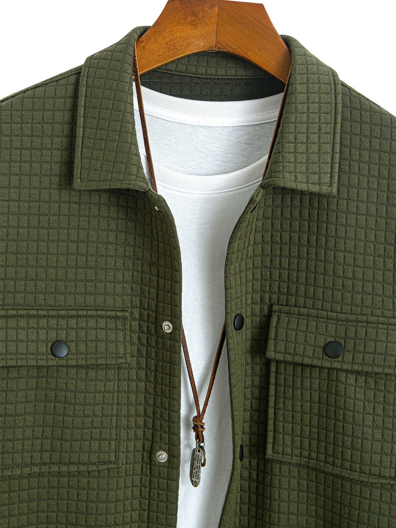 Ahmik® | Quilted Waffle Jacquard Overshirt - Image 9