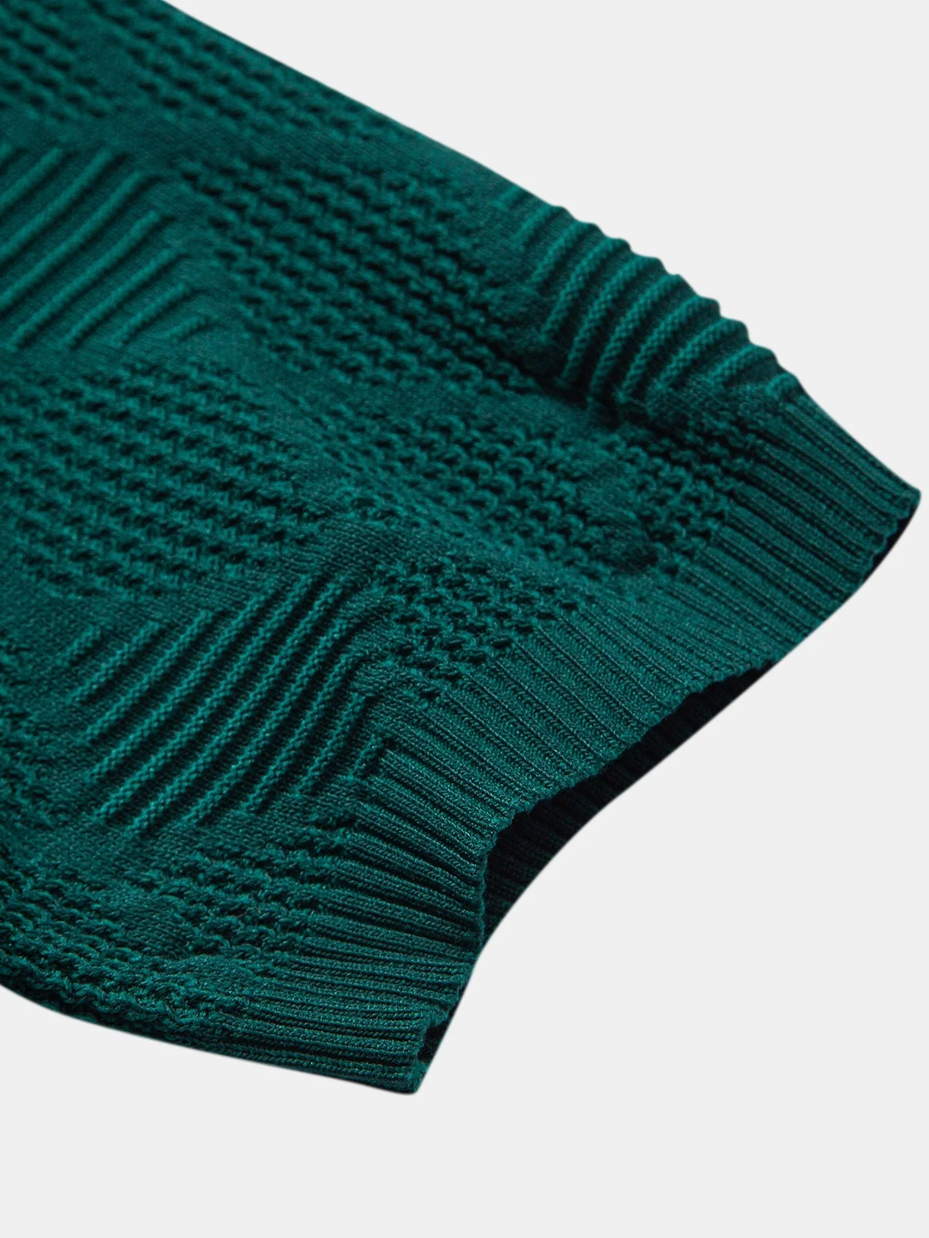 Aiden | Rhombus Textured Zip Up Knitted Polo Shirt - Image 2