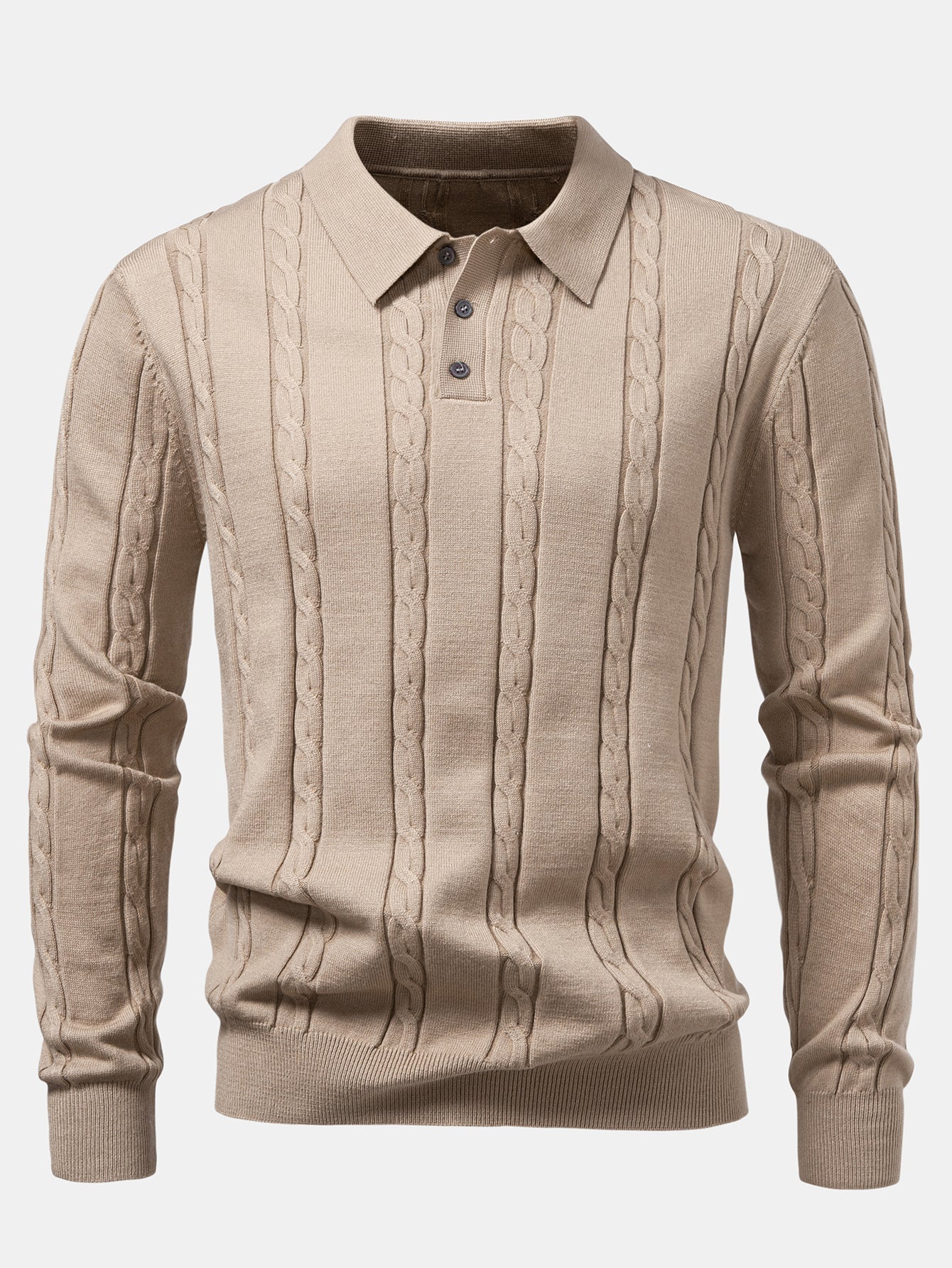 AikenĀ® | Long Sleeve Twist Knit Polo Shirt