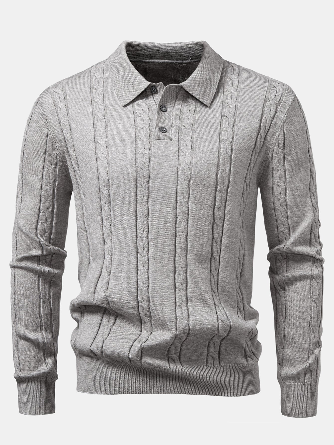AikenĀ® | Long Sleeve Twist Knit Polo Shirt - Image 11