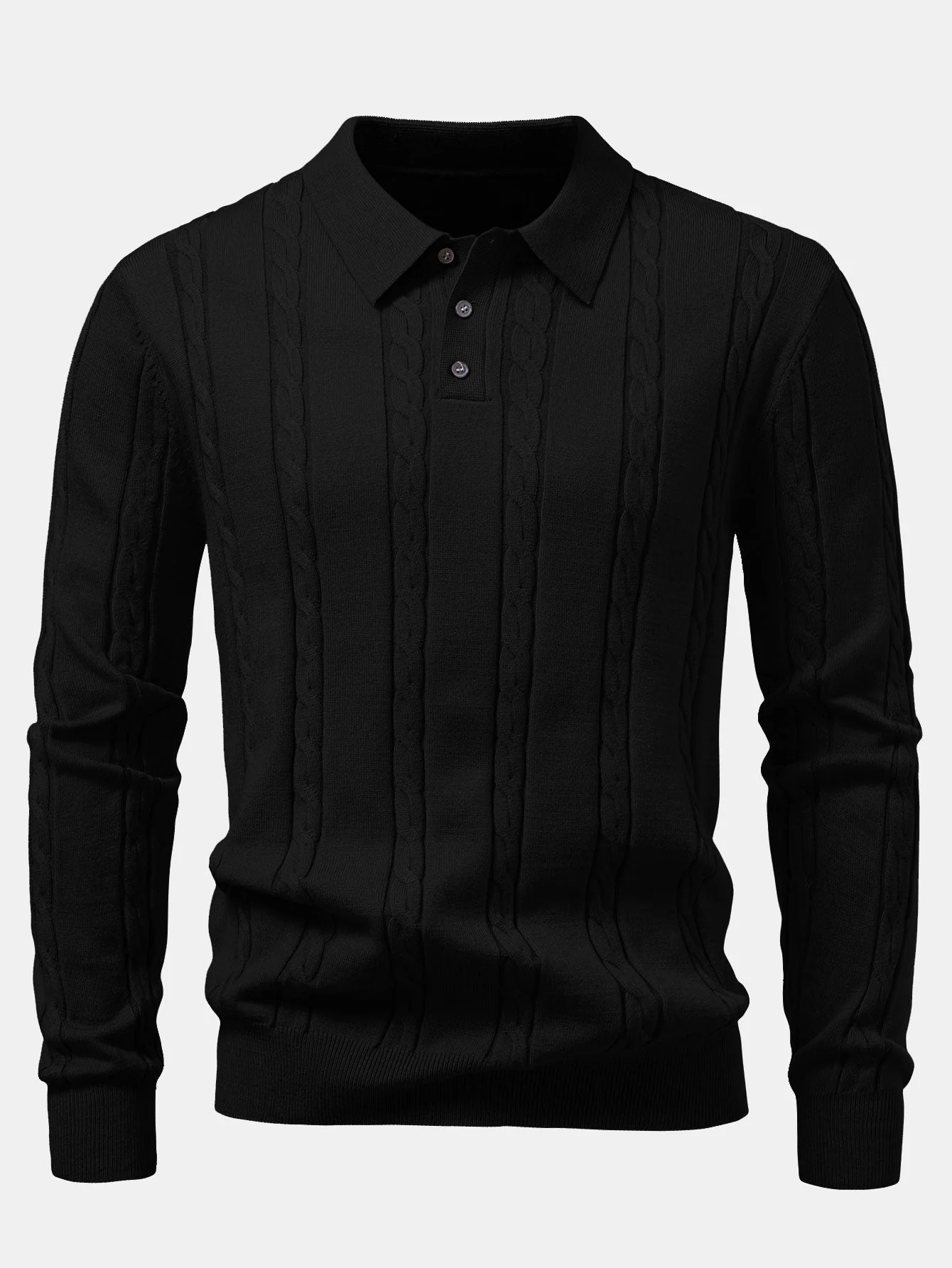 AikenĀ® | Long Sleeve Twist Knit Polo Shirt - Image 15