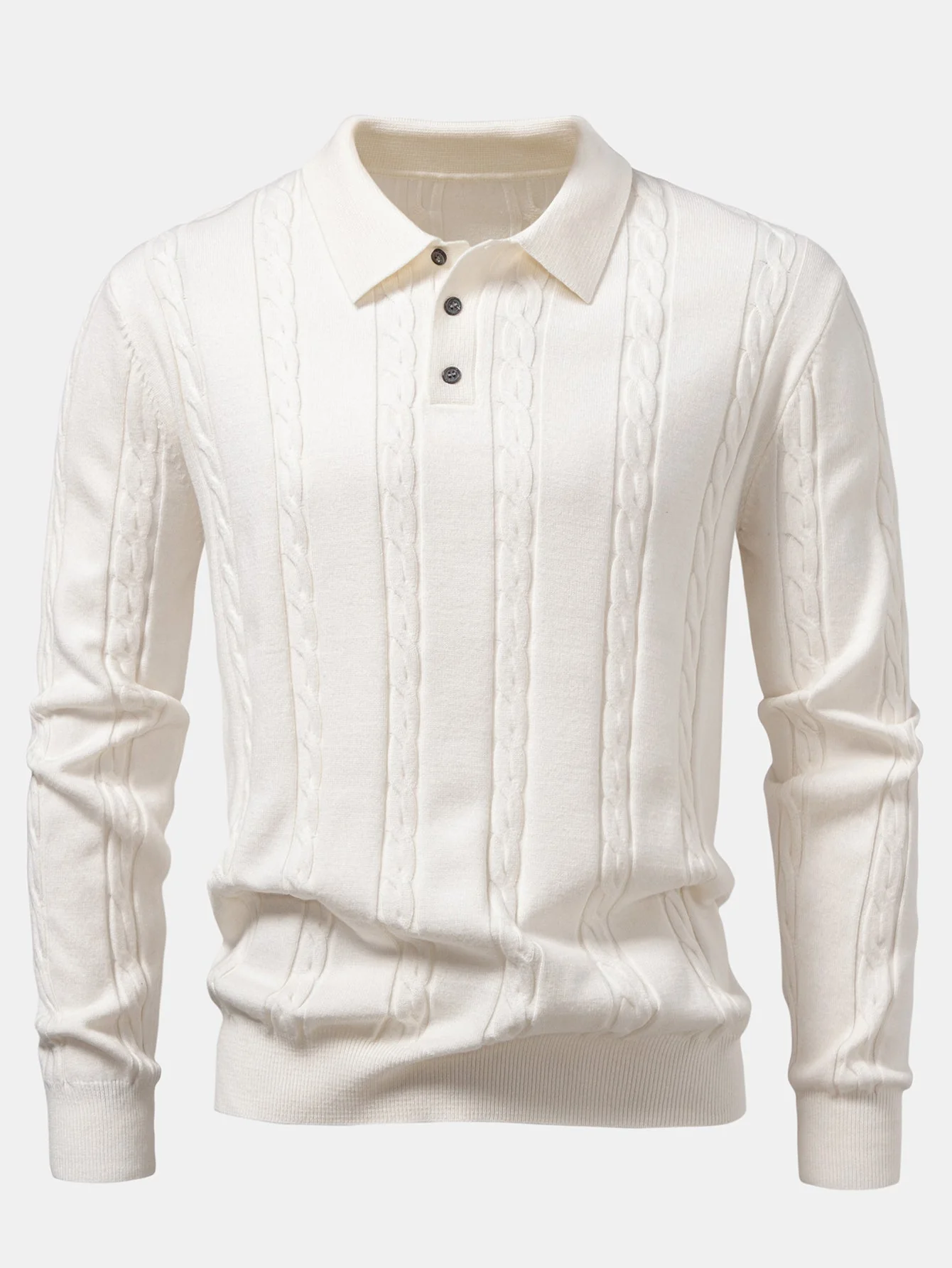 AikenĀ® | Long Sleeve Twist Knit Polo Shirt - Image 9
