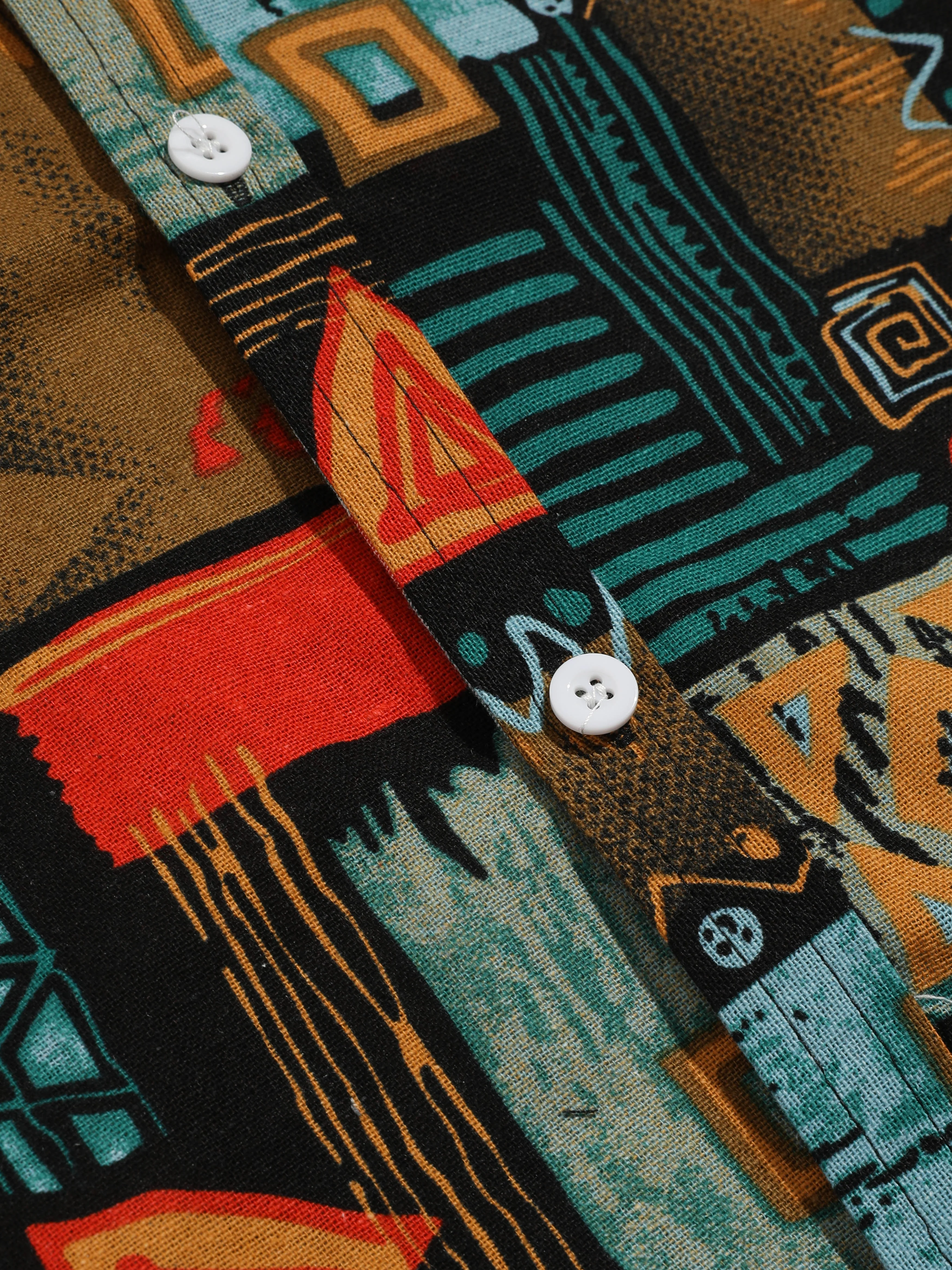 Ailbe® | Tribal Geometry Print Button Up Shirt - Image 4
