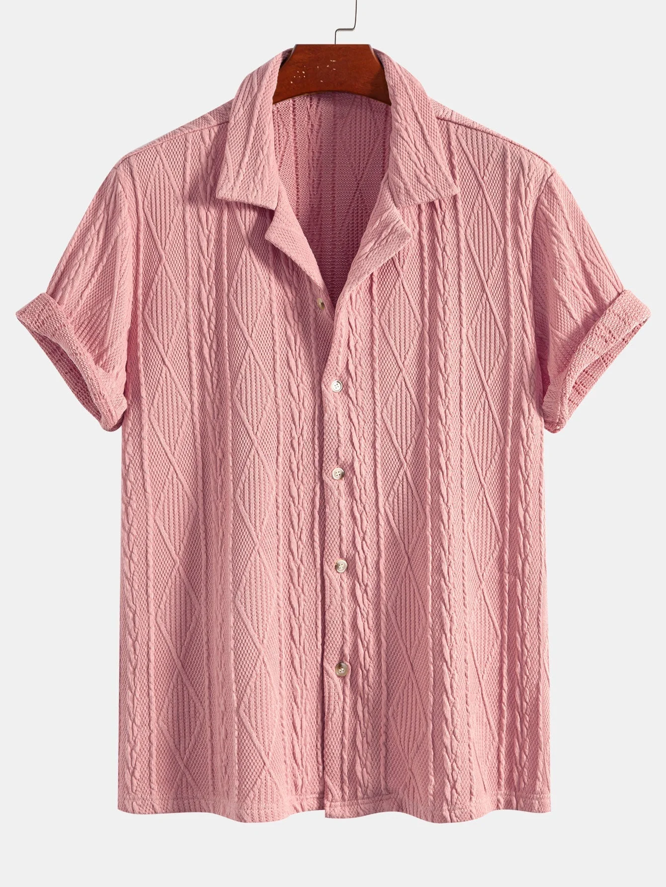 Akim® | Knitted Geometric Textured Cuban Shirt - Image 3
