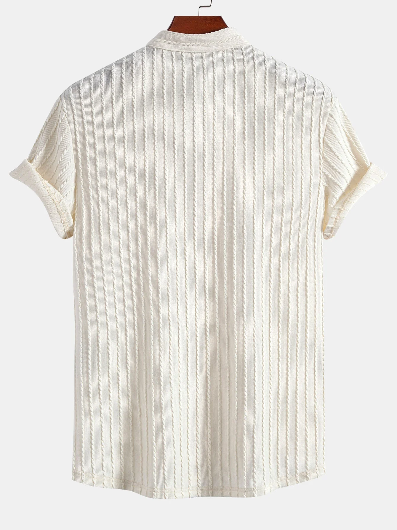 Akira® | Muscle Fit Stand Collar Knitted Ribbed Shirt - Image 5