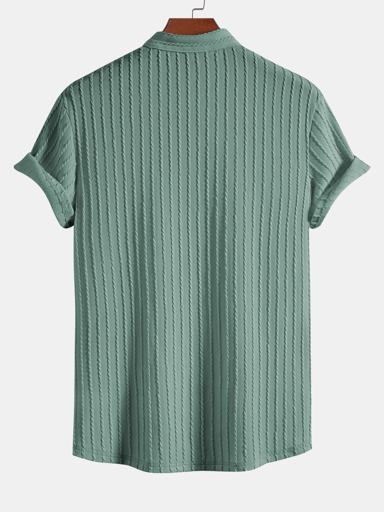 Akira® | Muscle Fit Stand Collar Knitted Ribbed Shirt - Image 6
