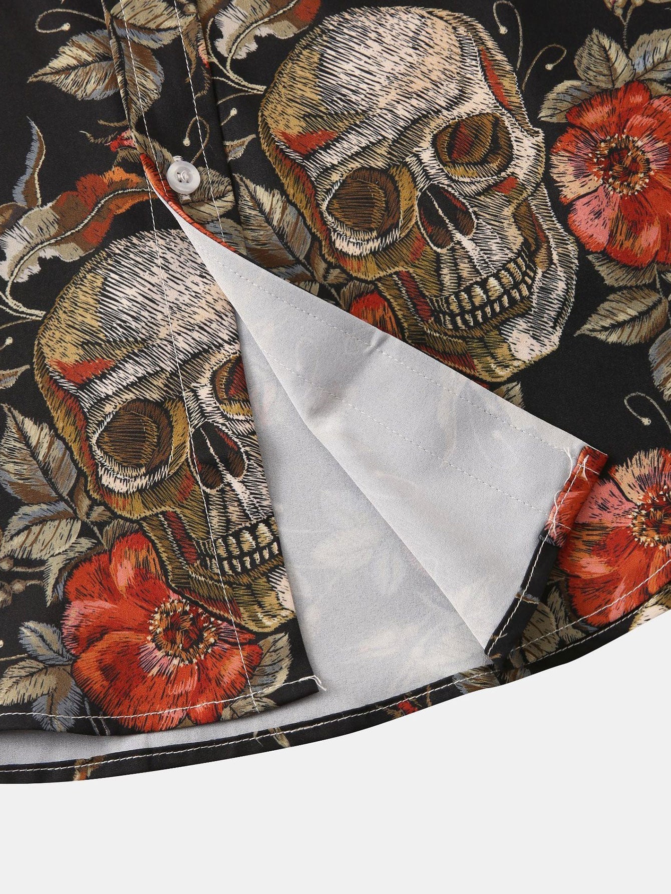 Alain® | Rose Skull Print Button Up Shirt - Image 10