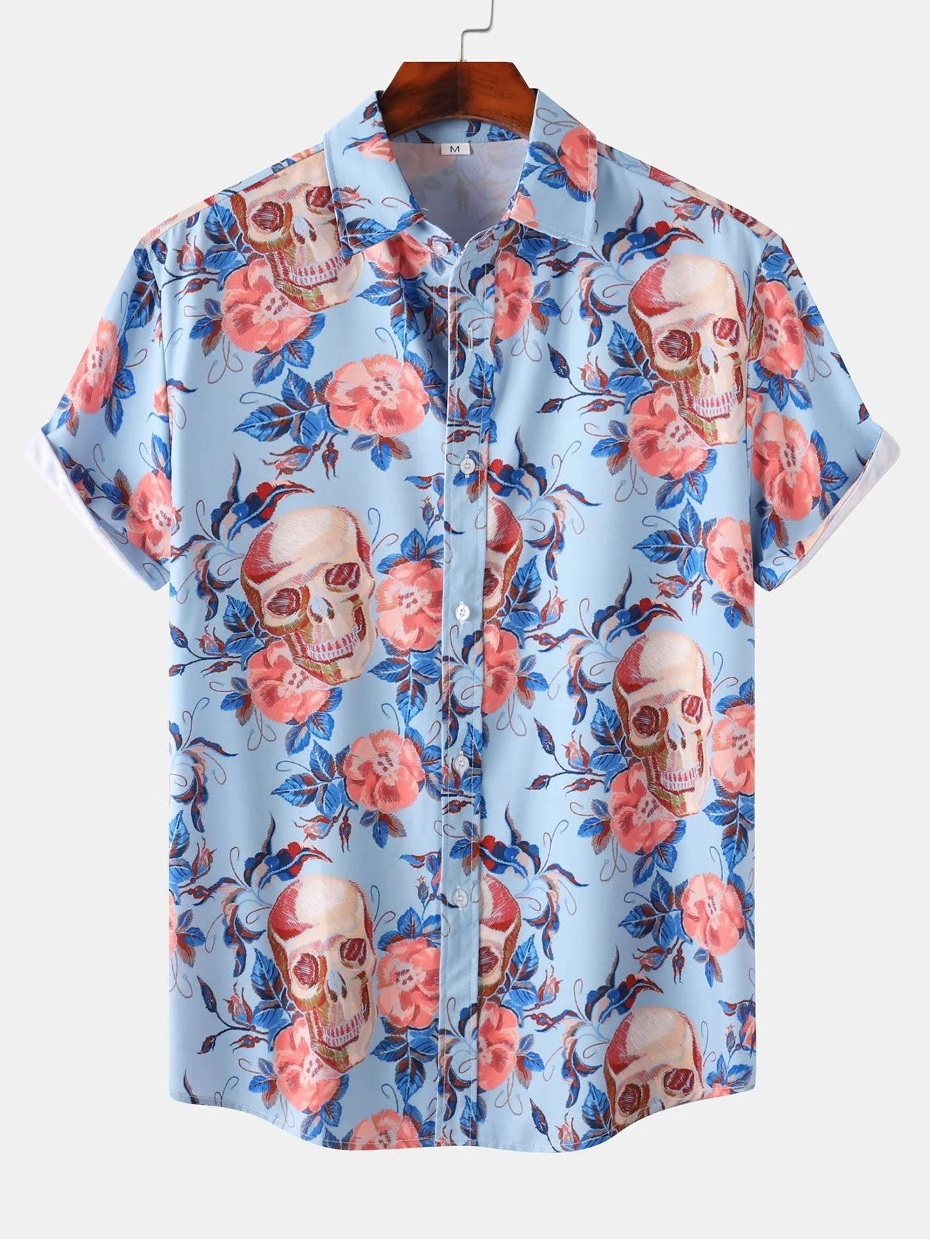 Alain® | Rose Skull Print Button Up Shirt - Image 3