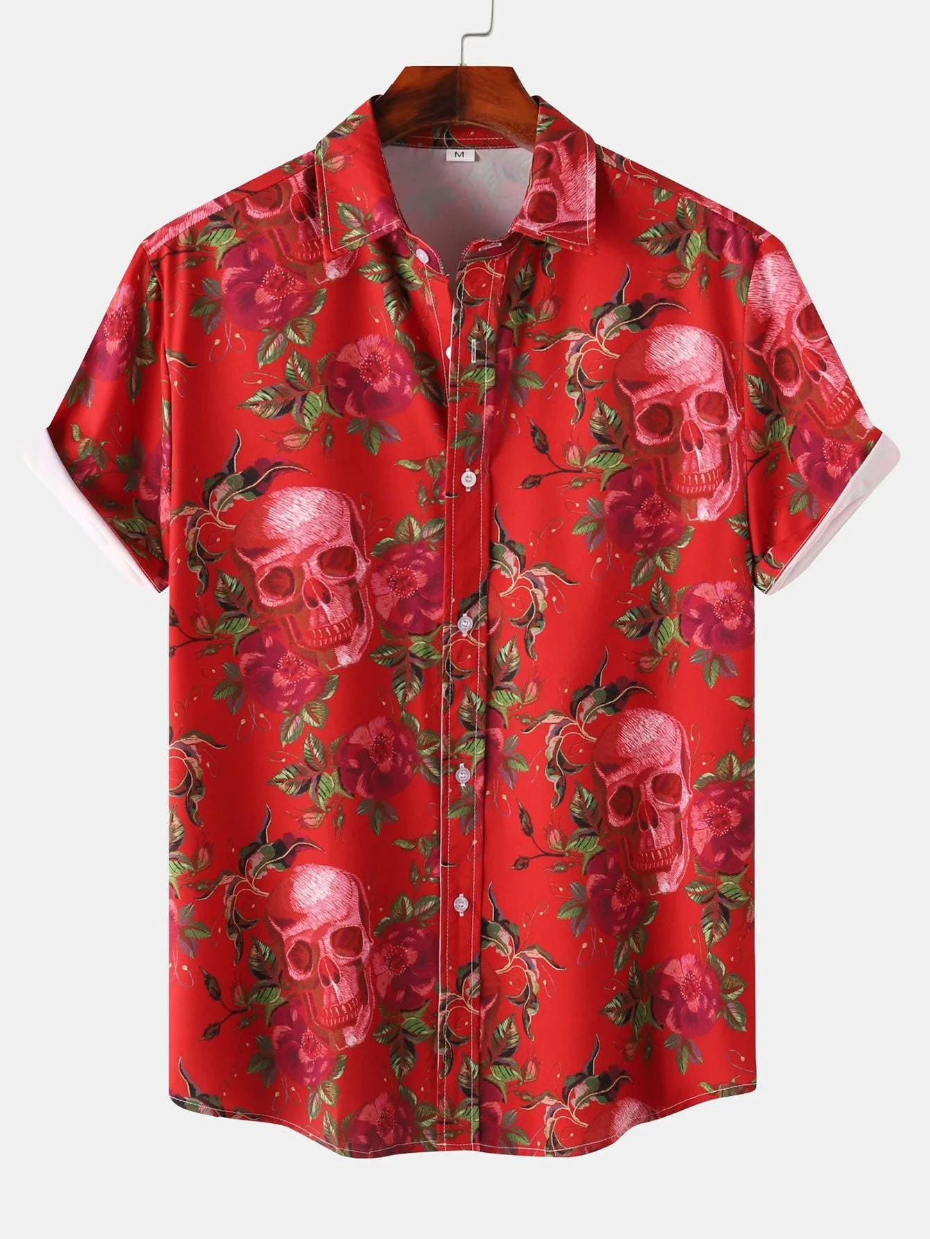Alain® | Rose Skull Print Button Up Shirt - Image 5
