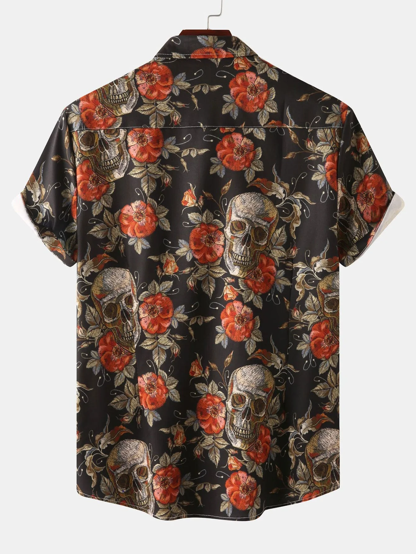 Alain® | Rose Skull Print Button Up Shirt - Image 6