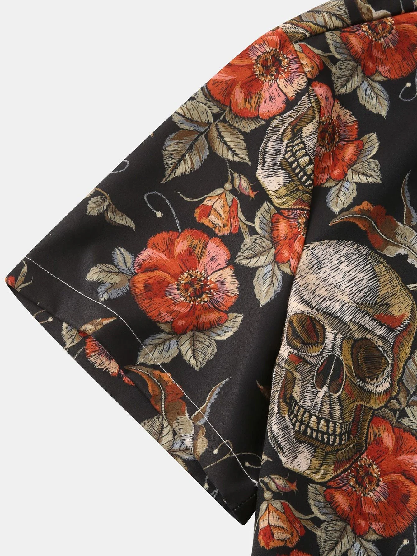 Alain® | Rose Skull Print Button Up Shirt - Image 9