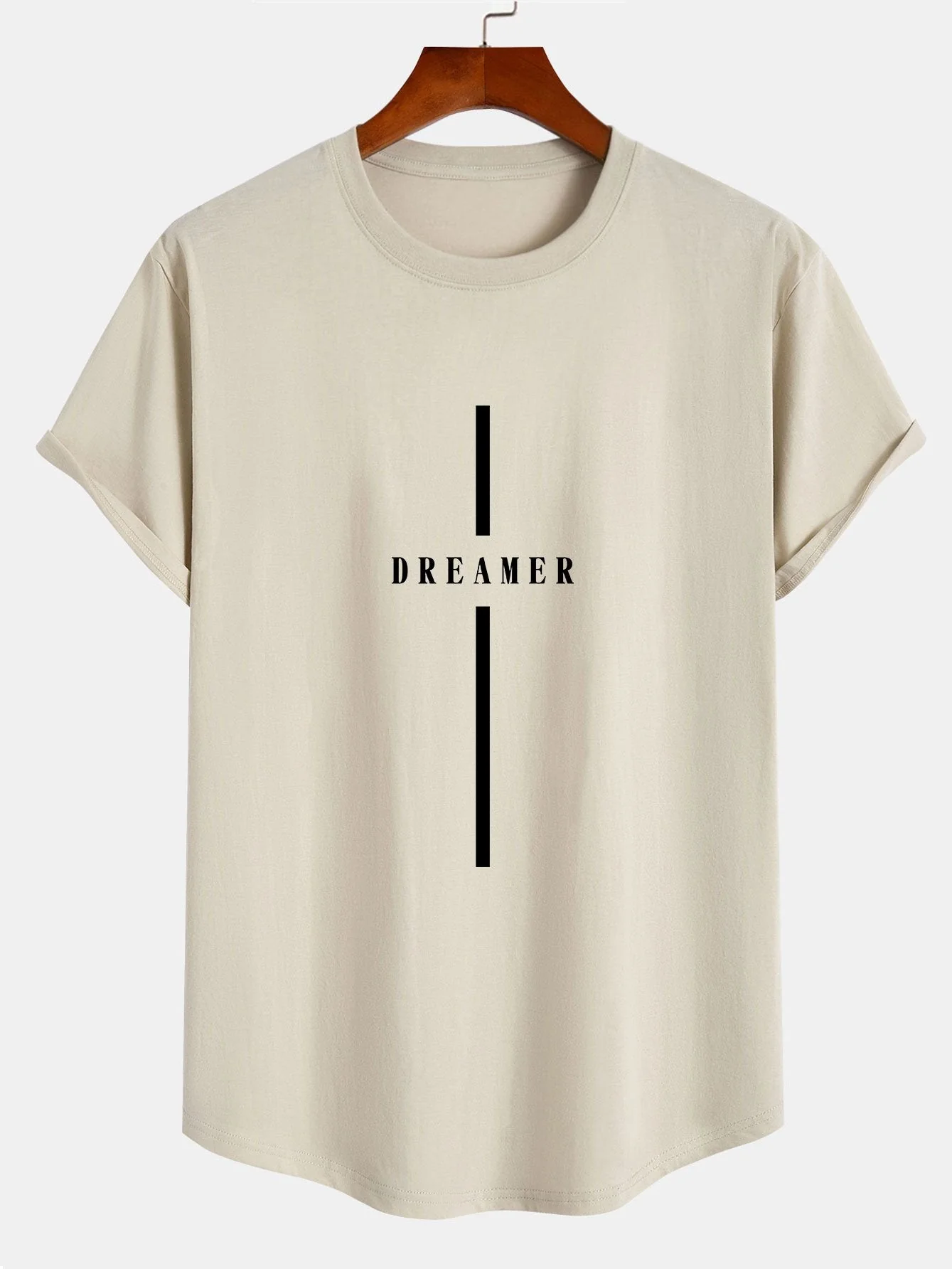 Alan® | Stripe Dreamer Print Cotton Arc Hem T-Shirt - Image 3