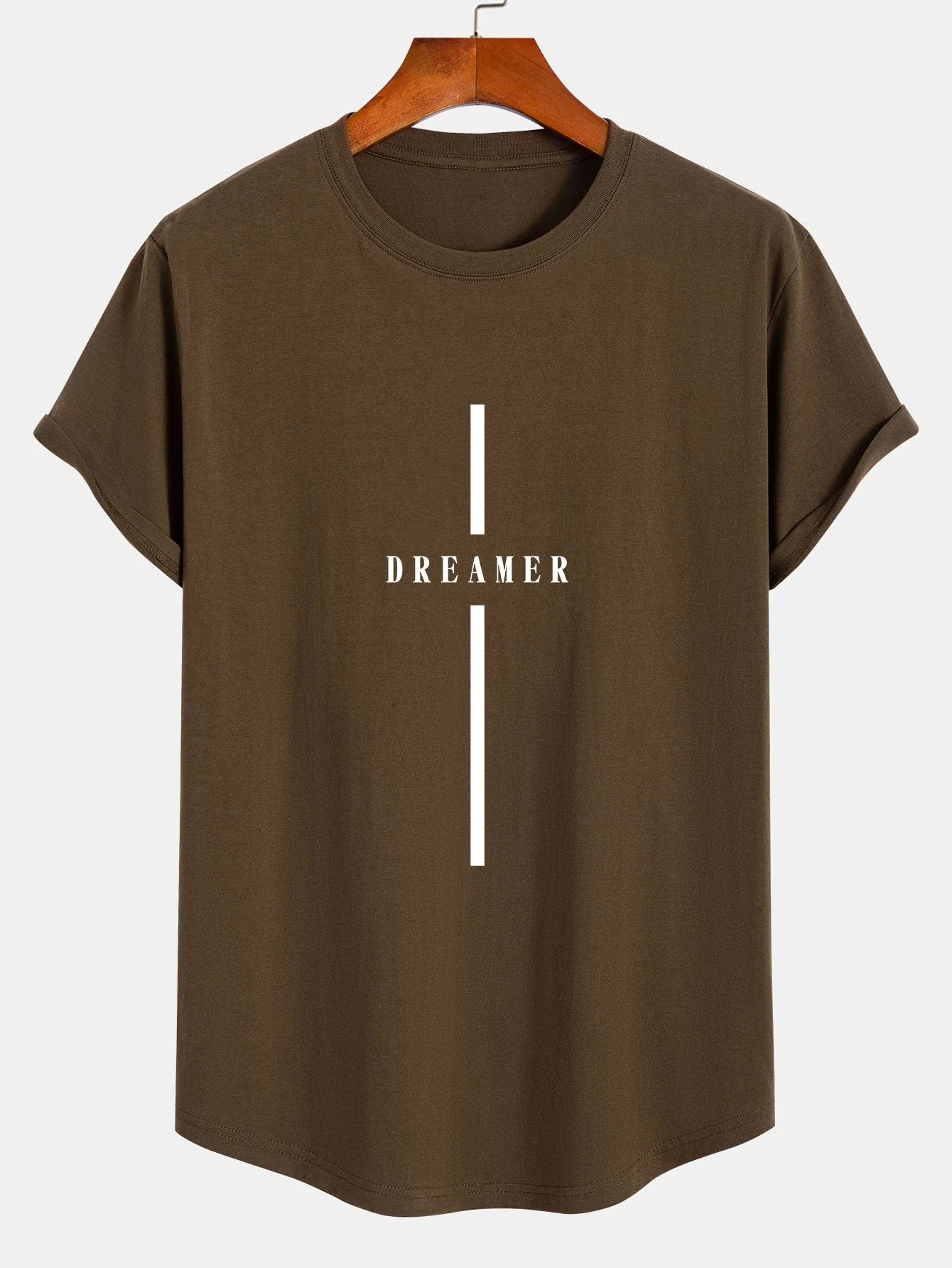 Alan® | Stripe Dreamer Print Cotton Arc Hem T-Shirt - Image 4