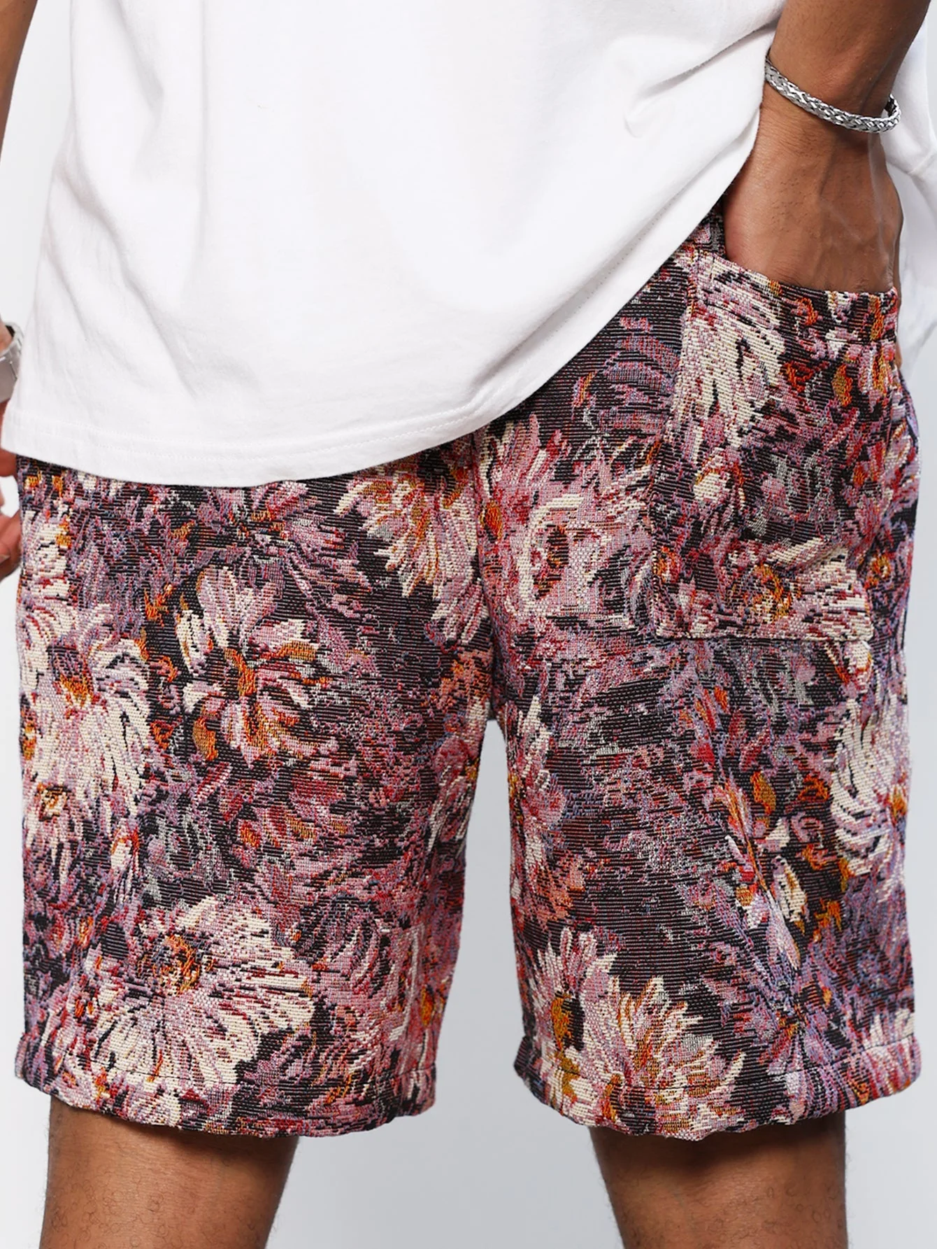 Alan | Oil Painting Floral Print Drawstring Shorts - Image 3