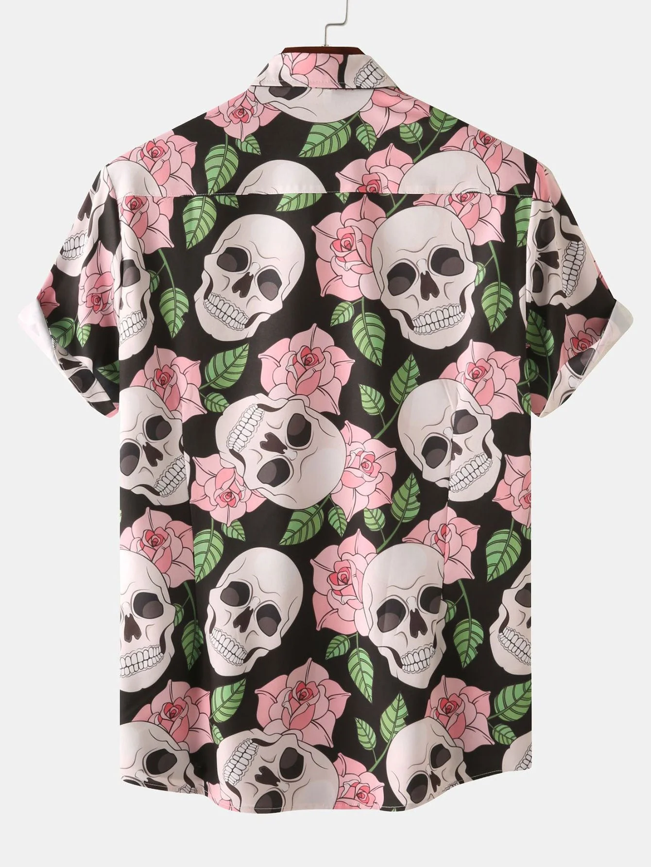 Alanis® | Skull Rose Print Button Up Shirt - Image 2